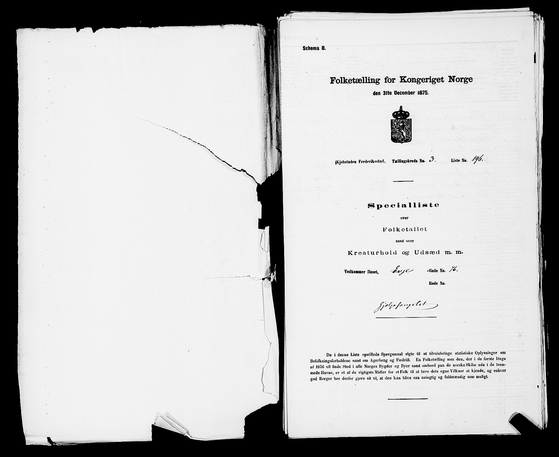 RA, Folketelling 1875 for 0103B Fredrikstad prestegjeld, Fredrikstad kjøpstad, 1875, s. 333