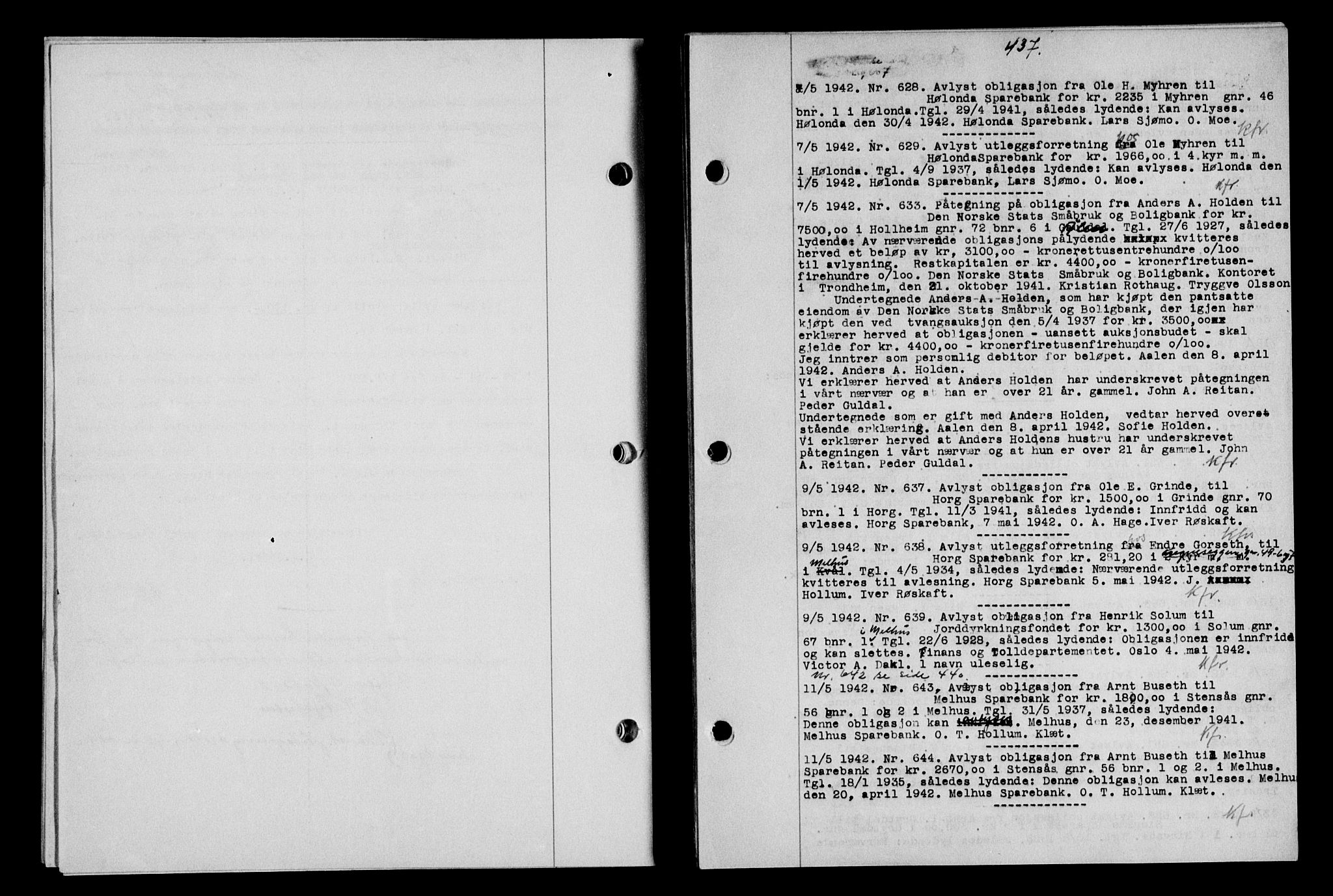 Gauldal sorenskriveri, SAT/A-0014/1/2/2C/L0054: Pantebok nr. 59, 1941-1942, Dagboknr: 628/1942