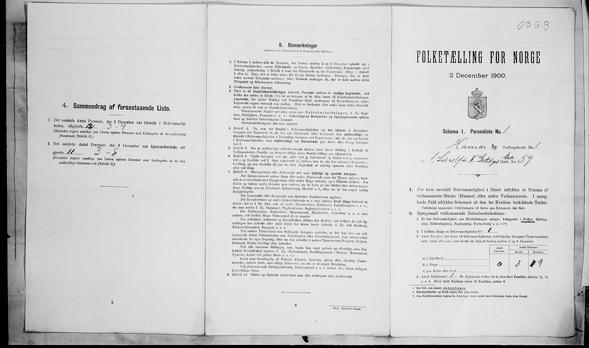 SAH, Folketelling 1900 for 0401 Hamar kjøpstad, 1900, s. 268