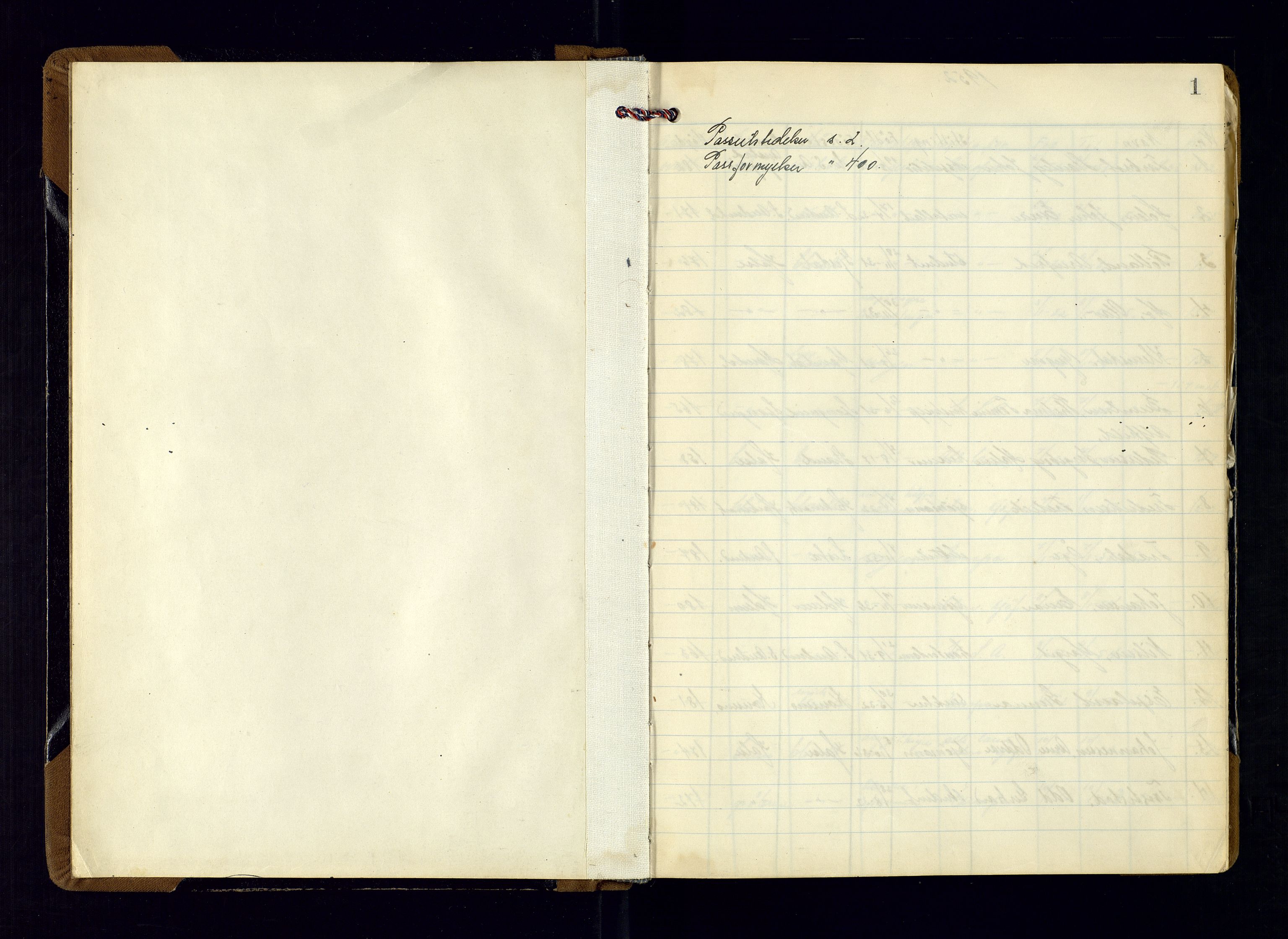 Vest-Agder politikammer, AV/SAK-1243-0008/K/Kaa/L0271: Passjournal, 1952-1958, s. 1