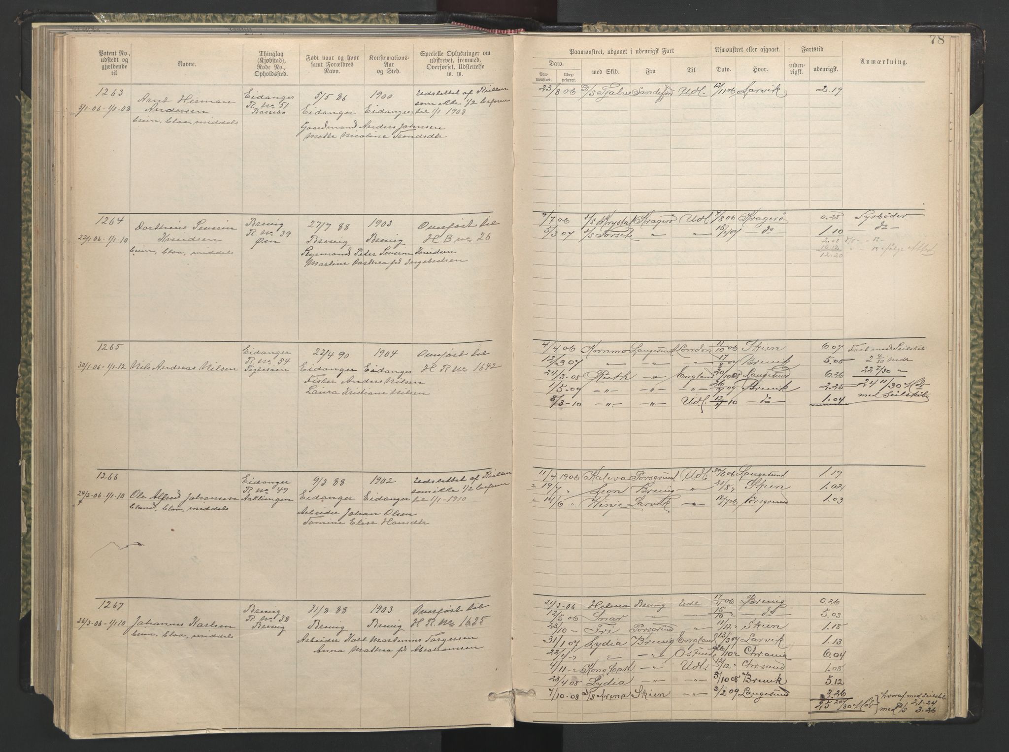 Brevik innrulleringskontor, AV/SAKO-A-833/F/Fa/L0004: Annotasjonsrulle, 1868-1948, s. 78