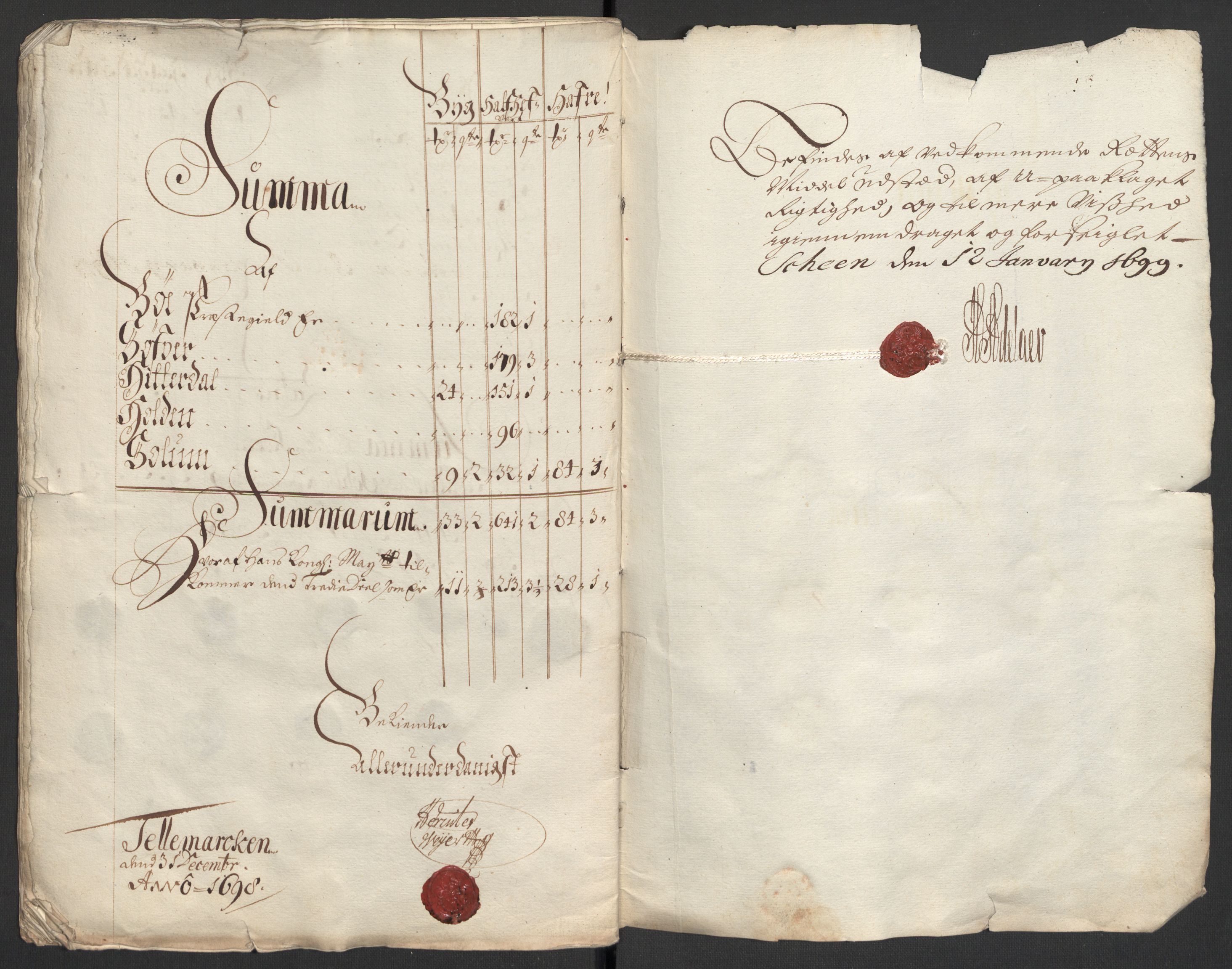 Rentekammeret inntil 1814, Reviderte regnskaper, Fogderegnskap, AV/RA-EA-4092/R36/L2098: Fogderegnskap Øvre og Nedre Telemark og Bamble, 1698, s. 43