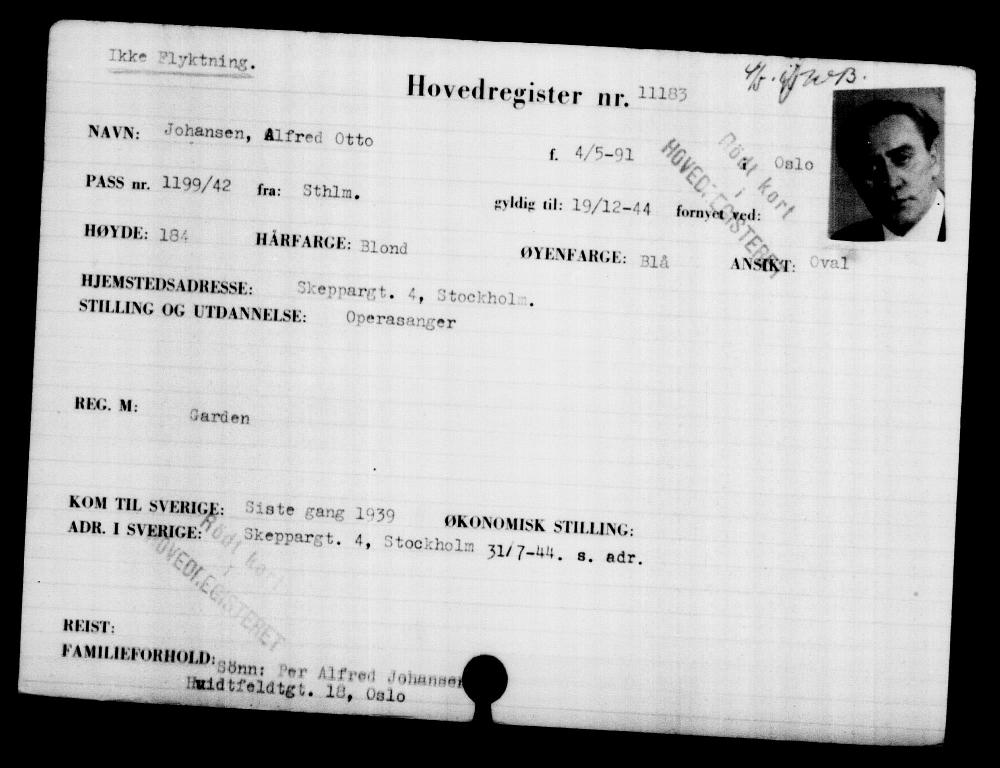 Utenriksstasjonene, Legasjonen i Stockholm, Flyktningkontoret, AV/RA-S-6753/V/Va/L0006: Kjesäterkartoteket, flyktninger med registreringsnr. 9400-12711, 1940-1945, s. 2021