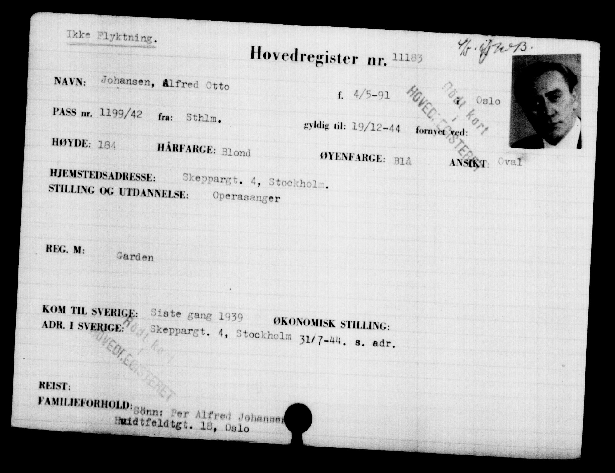 Den Kgl. Norske Legasjons Flyktningskontor, RA/S-6753/V/Va/L0006: Kjesäterkartoteket.  Flyktningenr. 9400-12711, 1940-1945, s. 2021