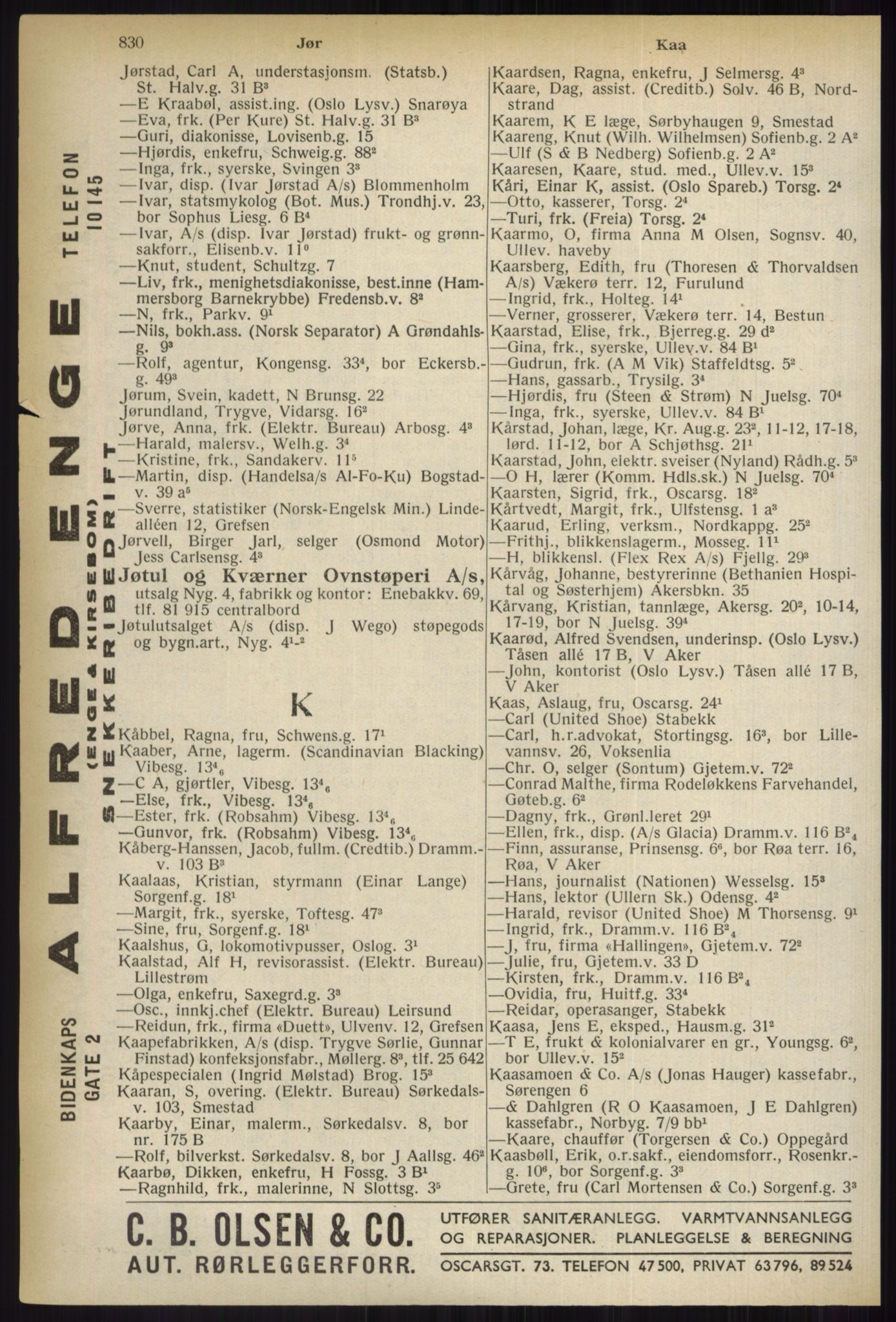 Kristiania/Oslo adressebok, PUBL/-, 1937, s. 830