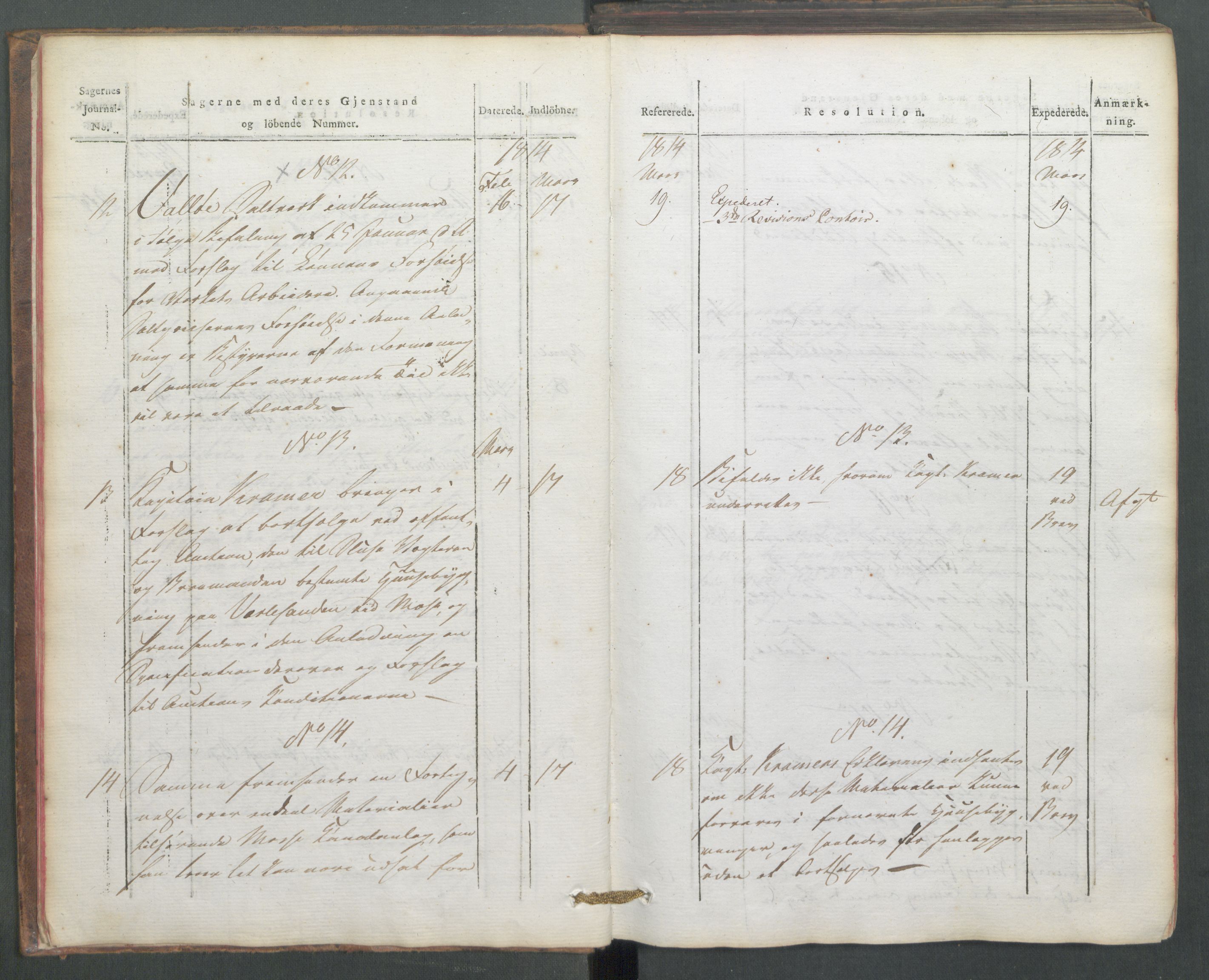 Departementene i 1814, AV/RA-S-3899/Fe/L0054: Journal, 1814