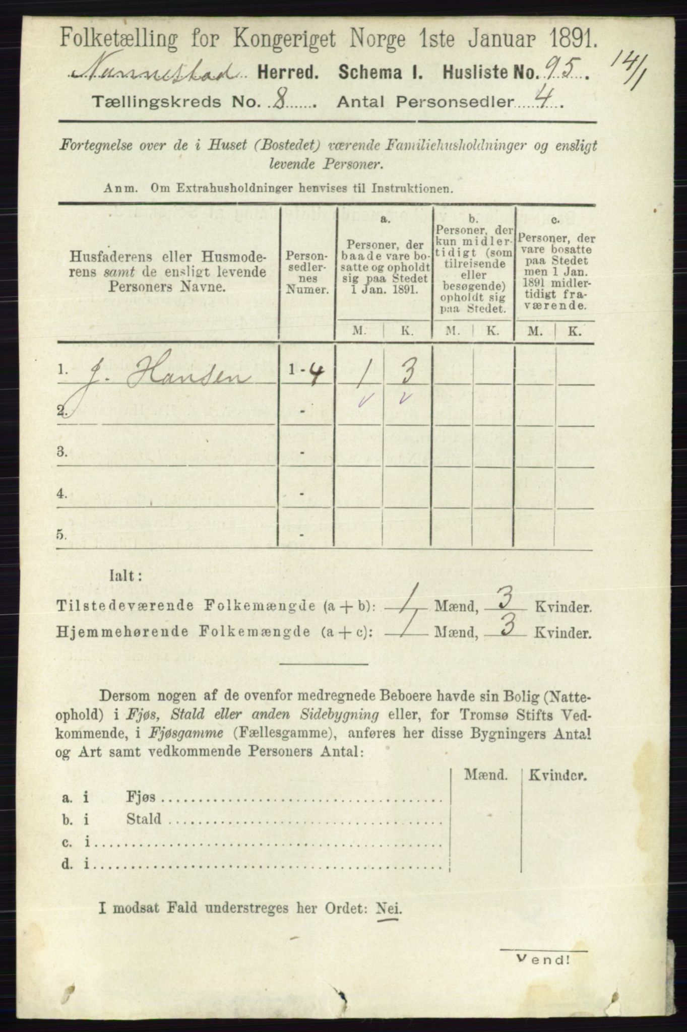 RA, Folketelling 1891 for 0238 Nannestad herred, 1891, s. 4427