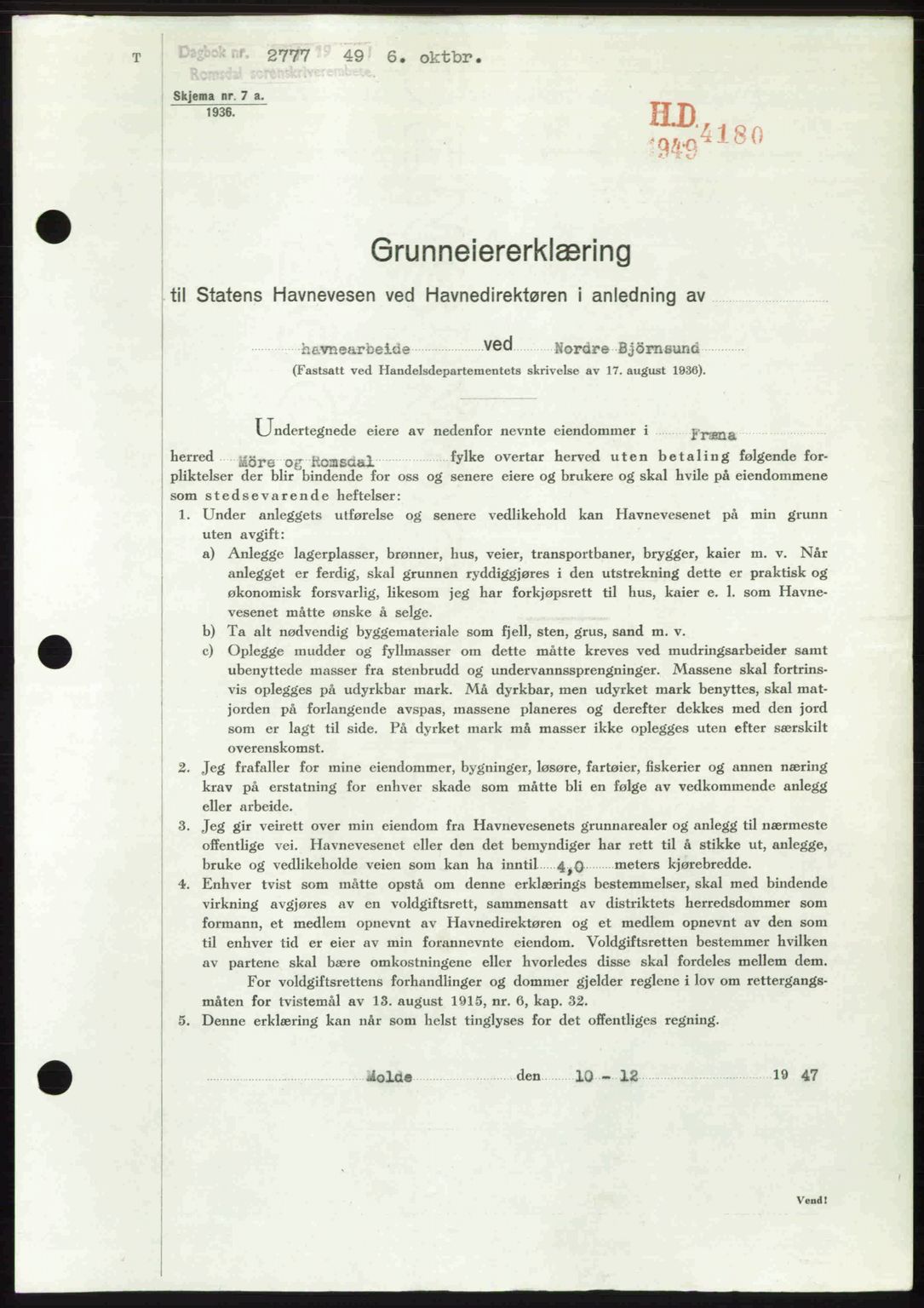 Romsdal sorenskriveri, SAT/A-4149/1/2/2C: Pantebok nr. A31, 1949-1949, Dagboknr: 2777/1949