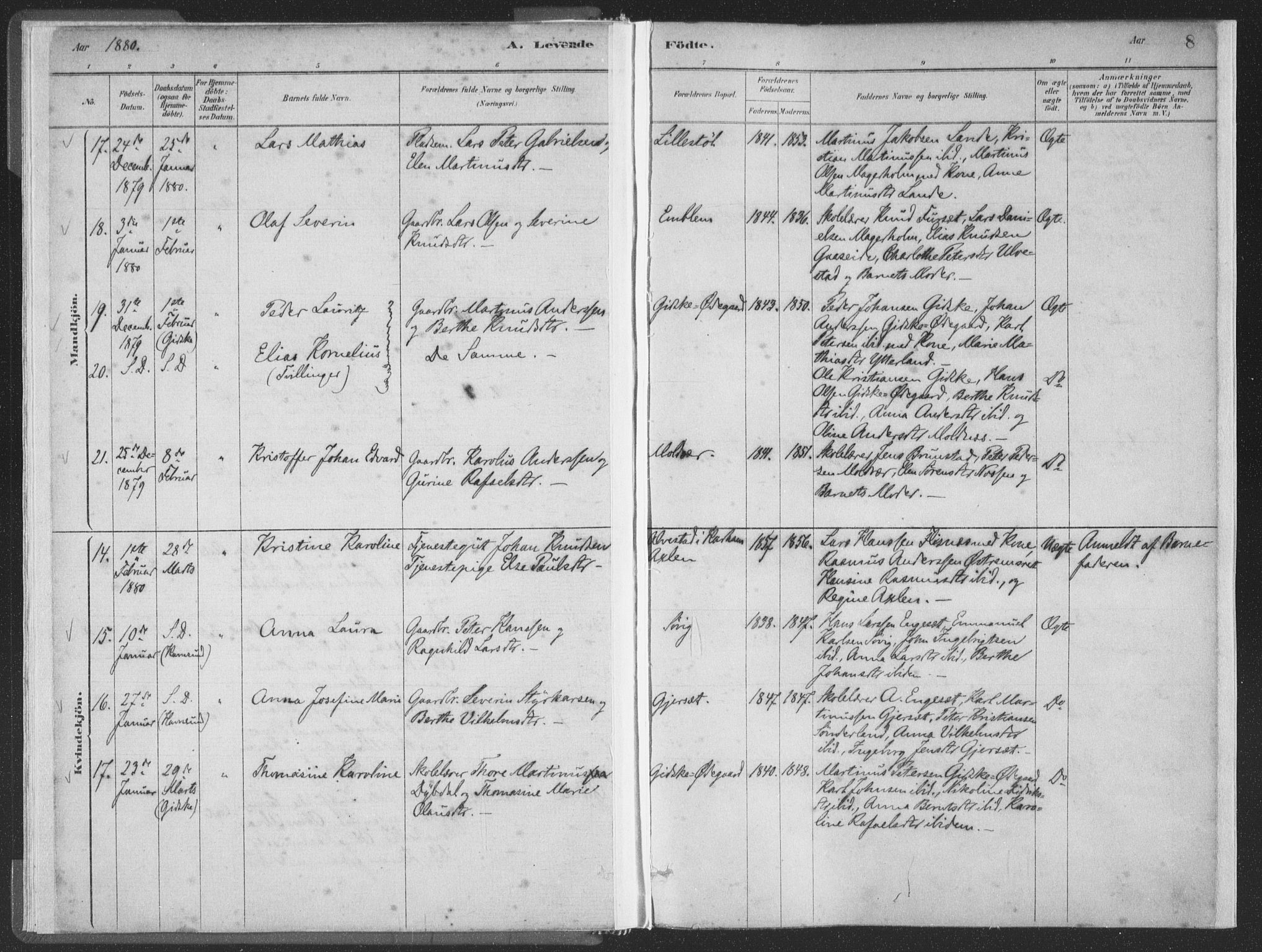 Ministerialprotokoller, klokkerbøker og fødselsregistre - Møre og Romsdal, AV/SAT-A-1454/528/L0401: Ministerialbok nr. 528A12I, 1880-1920, s. 8