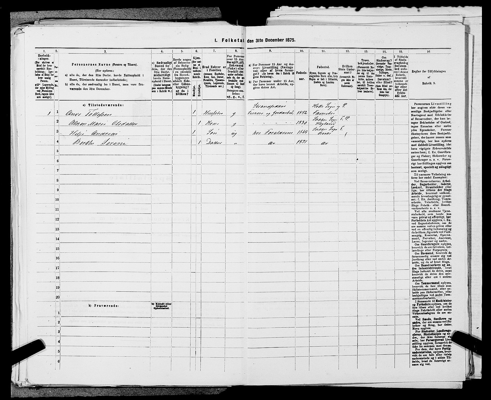 SAST, Folketelling 1875 for 1152L Torvastad prestegjeld, Torvastad sokn, Skåre sokn og Utsira sokn, 1875, s. 1278