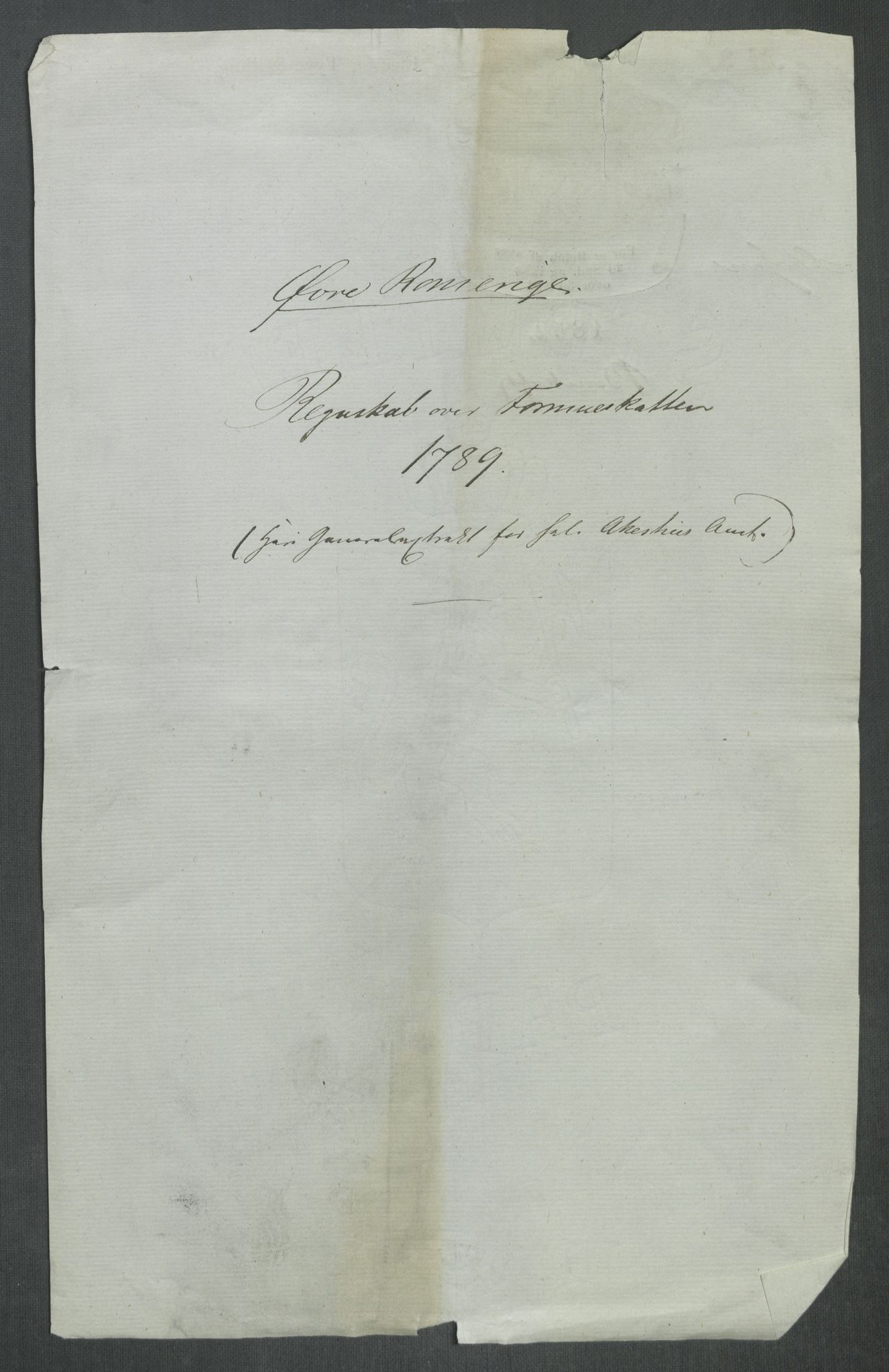 Rentekammeret inntil 1814, Reviderte regnskaper, Mindre regnskaper, RA/EA-4068/Rf/Rfe/L0062: Øvre Romerike fogderi, Øvre Telemark fogderi, 1789, s. 3