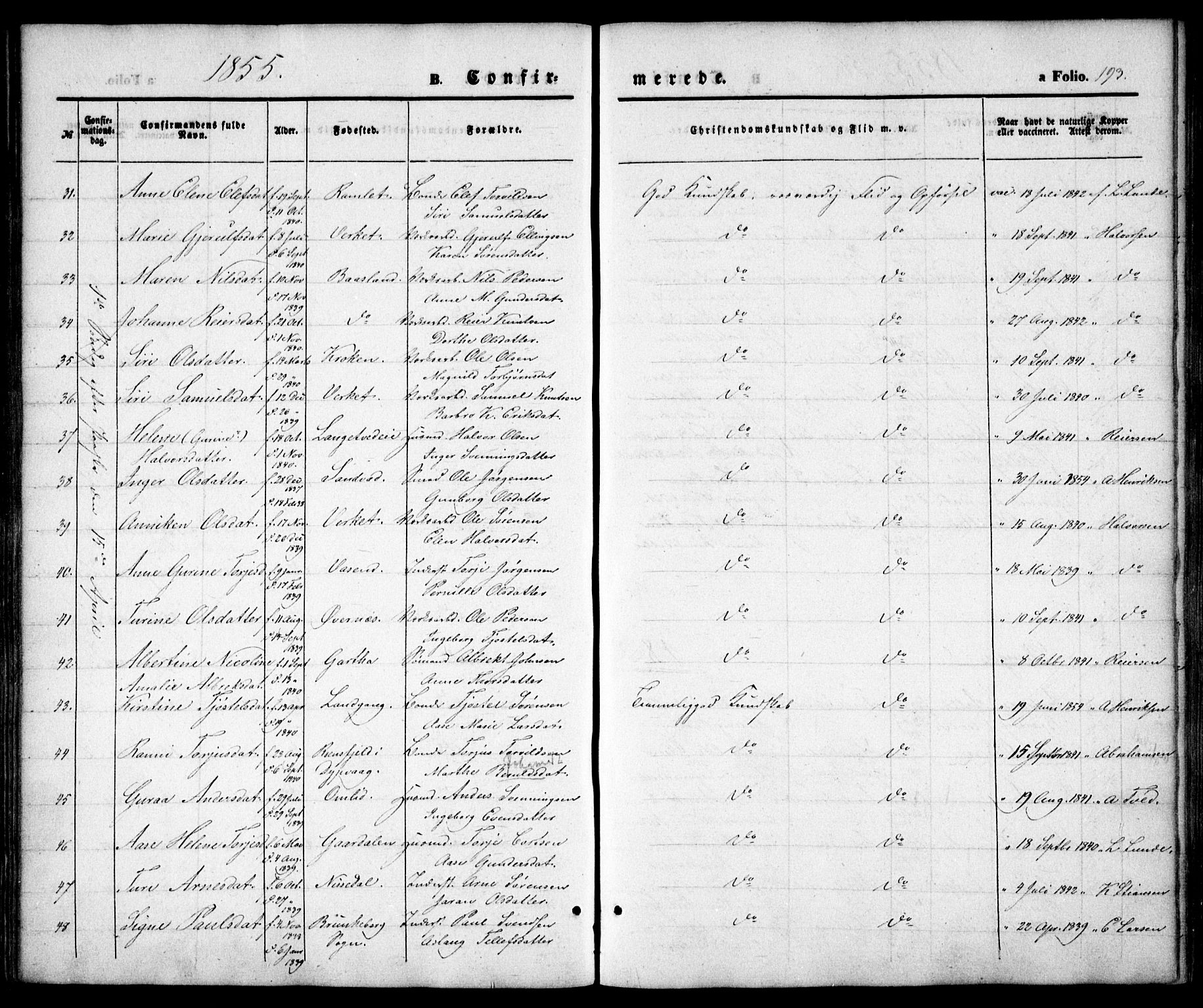 Holt sokneprestkontor, AV/SAK-1111-0021/F/Fa/L0008: Ministerialbok nr. A 8, 1849-1860, s. 193