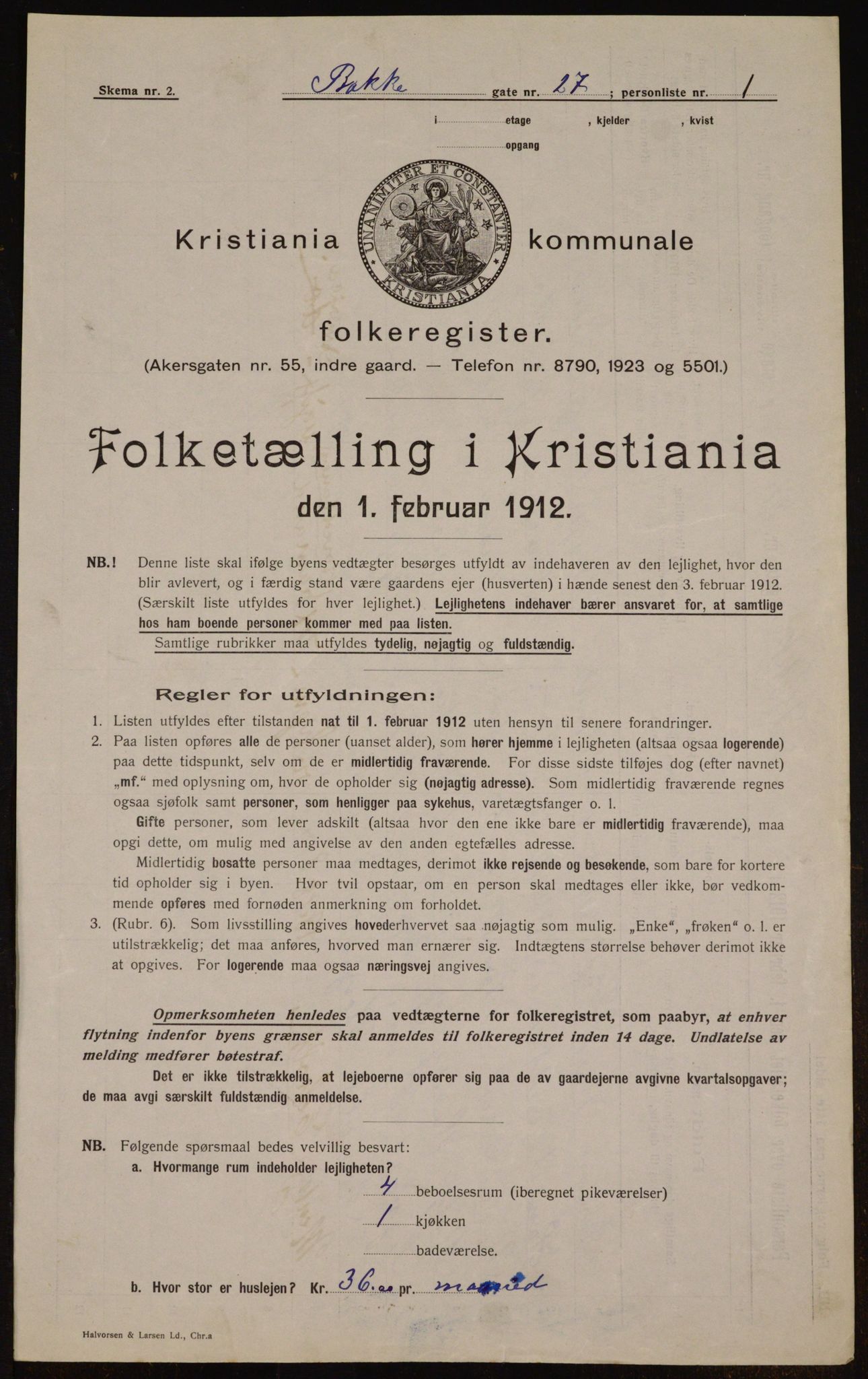 OBA, Kommunal folketelling 1.2.1912 for Kristiania, 1912, s. 2931