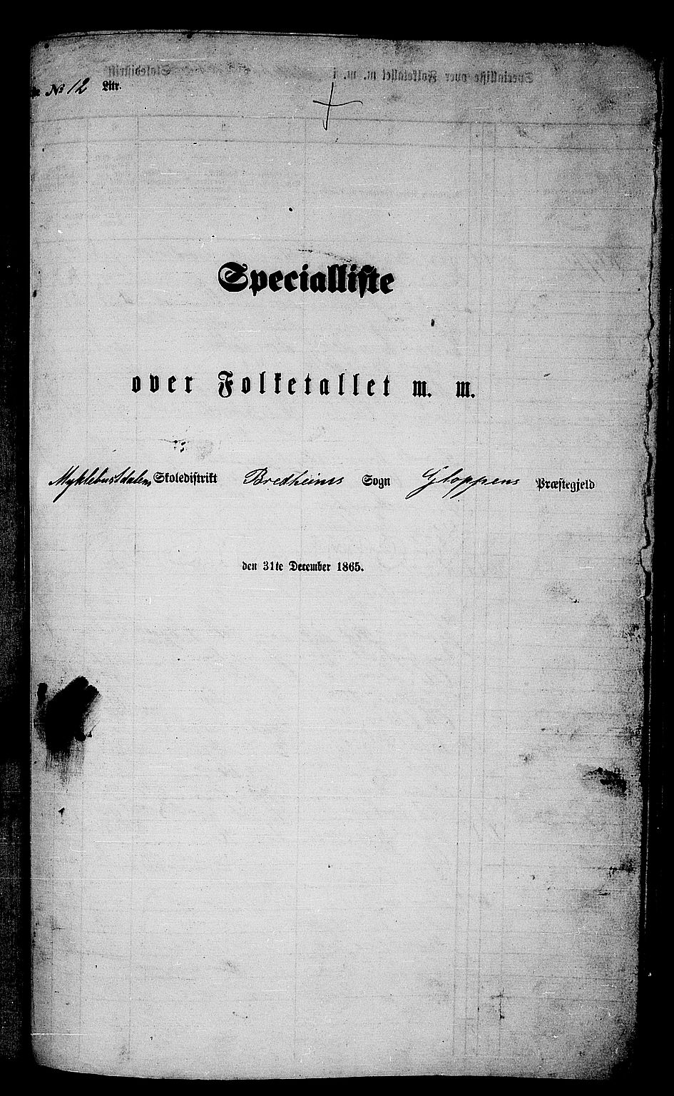 RA, Folketelling 1865 for 1445P Gloppen prestegjeld, 1865, s. 174