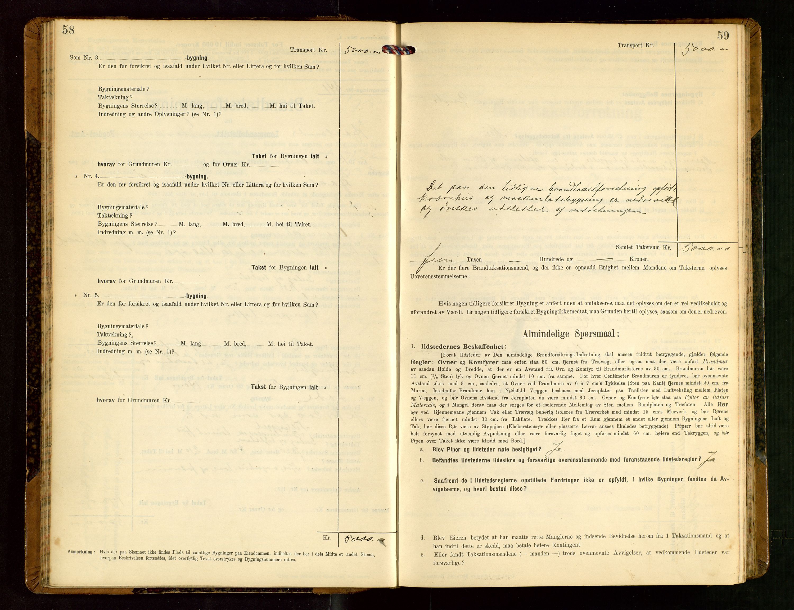 Håland lensmannskontor, AV/SAST-A-100100/Gob/L0004: Branntakstprotokoll - skjematakst. Register i boken., 1913-1915, s. 58-59