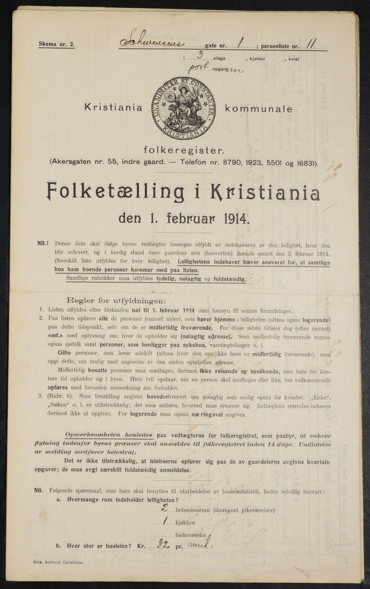 OBA, Kommunal folketelling 1.2.1914 for Kristiania, 1914, s. 92489