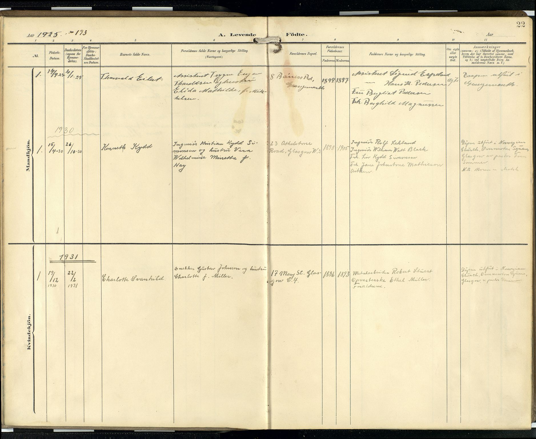 Den norske sjømannsmisjon i utlandet/Skotske havner (Leith, Glasgow), AV/SAB-SAB/PA-0100/H/Ha/Hab/L0001: Ministerialbok nr. B 1, 1902-1931, s. 21b-22a