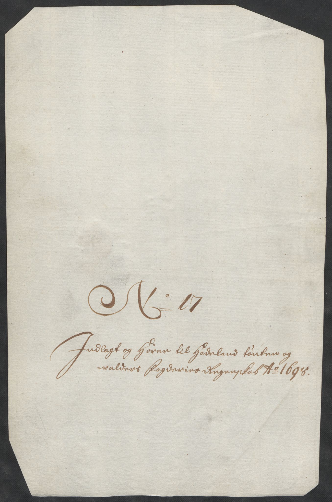 Rentekammeret inntil 1814, Reviderte regnskaper, Fogderegnskap, RA/EA-4092/R18/L1296: Fogderegnskap Hadeland, Toten og Valdres, 1698, s. 251