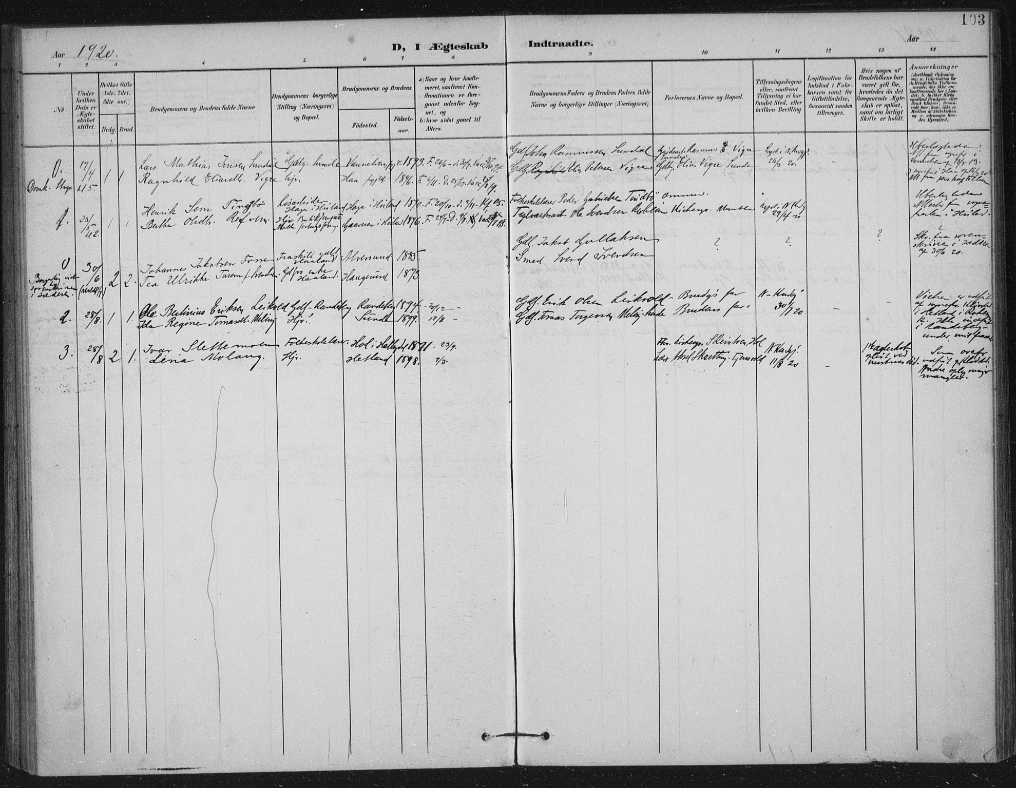 Håland sokneprestkontor, AV/SAST-A-101802/002/B/L0001: Ministerialbok nr. A 13, 1901-1923, s. 103