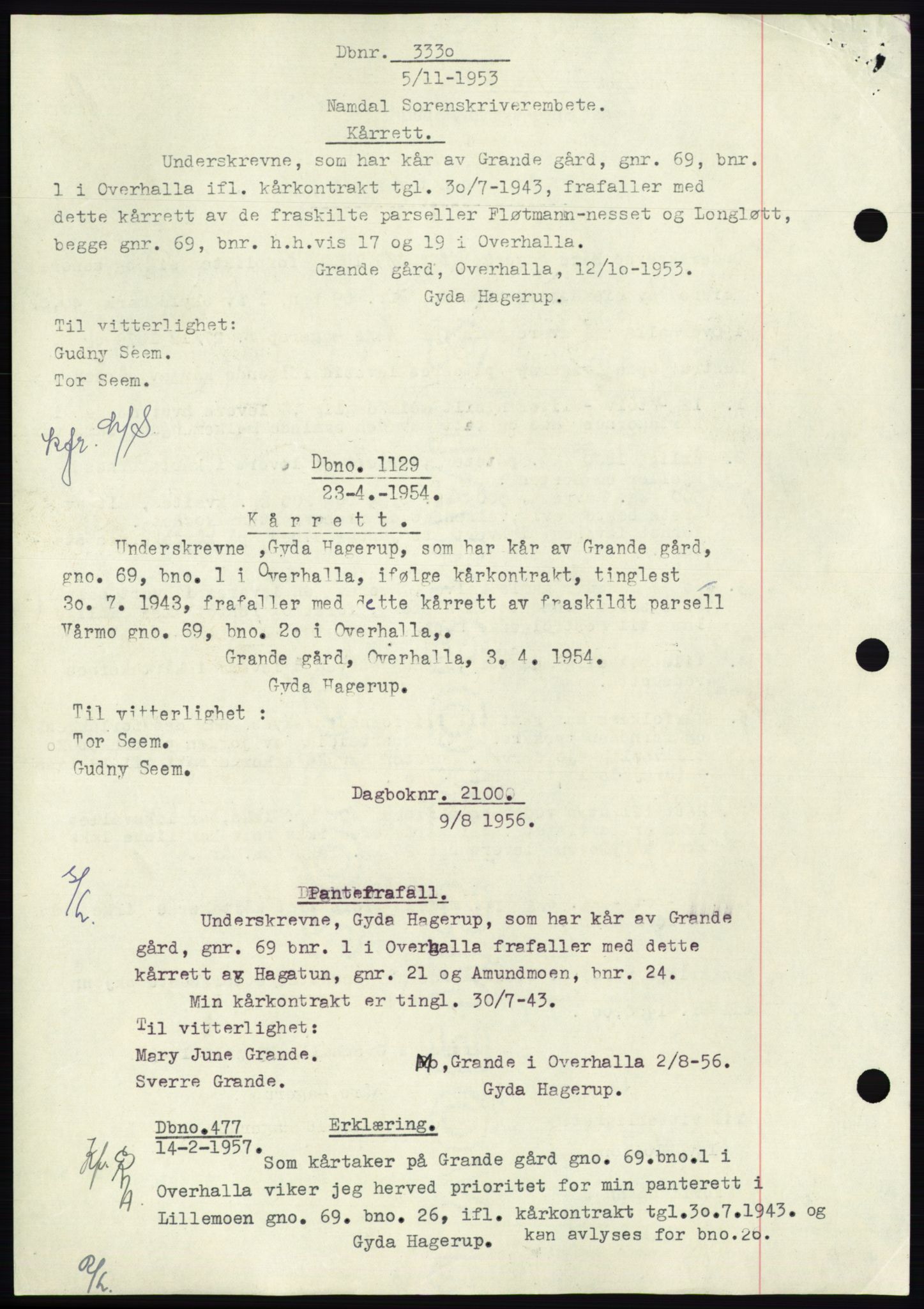 Namdal sorenskriveri, AV/SAT-A-4133/1/2/2C: Pantebok nr. -, 1943-1944, Dagboknr: 477/1943