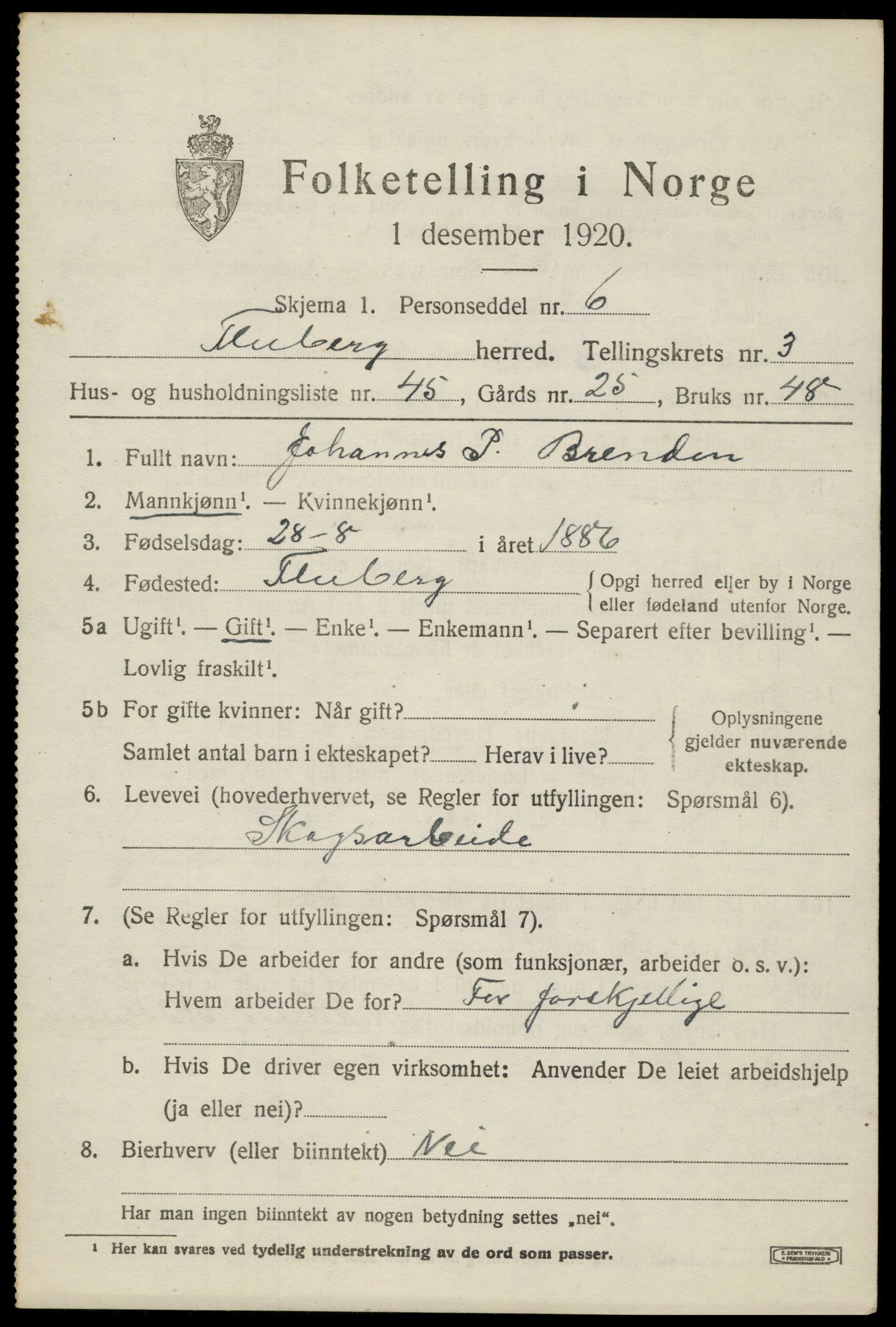 SAH, Folketelling 1920 for 0537 Fluberg herred, 1920, s. 3286