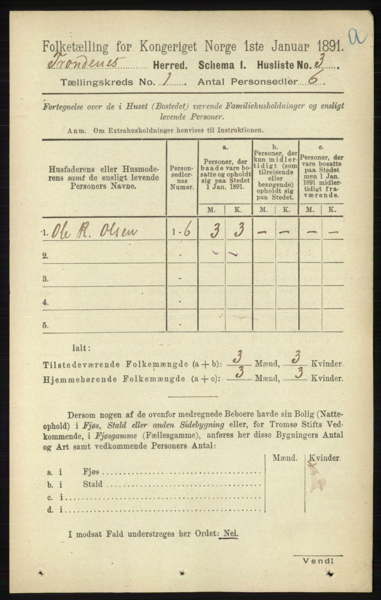 RA, Folketelling 1891 for 1914 Trondenes herred, 1891, s. 42