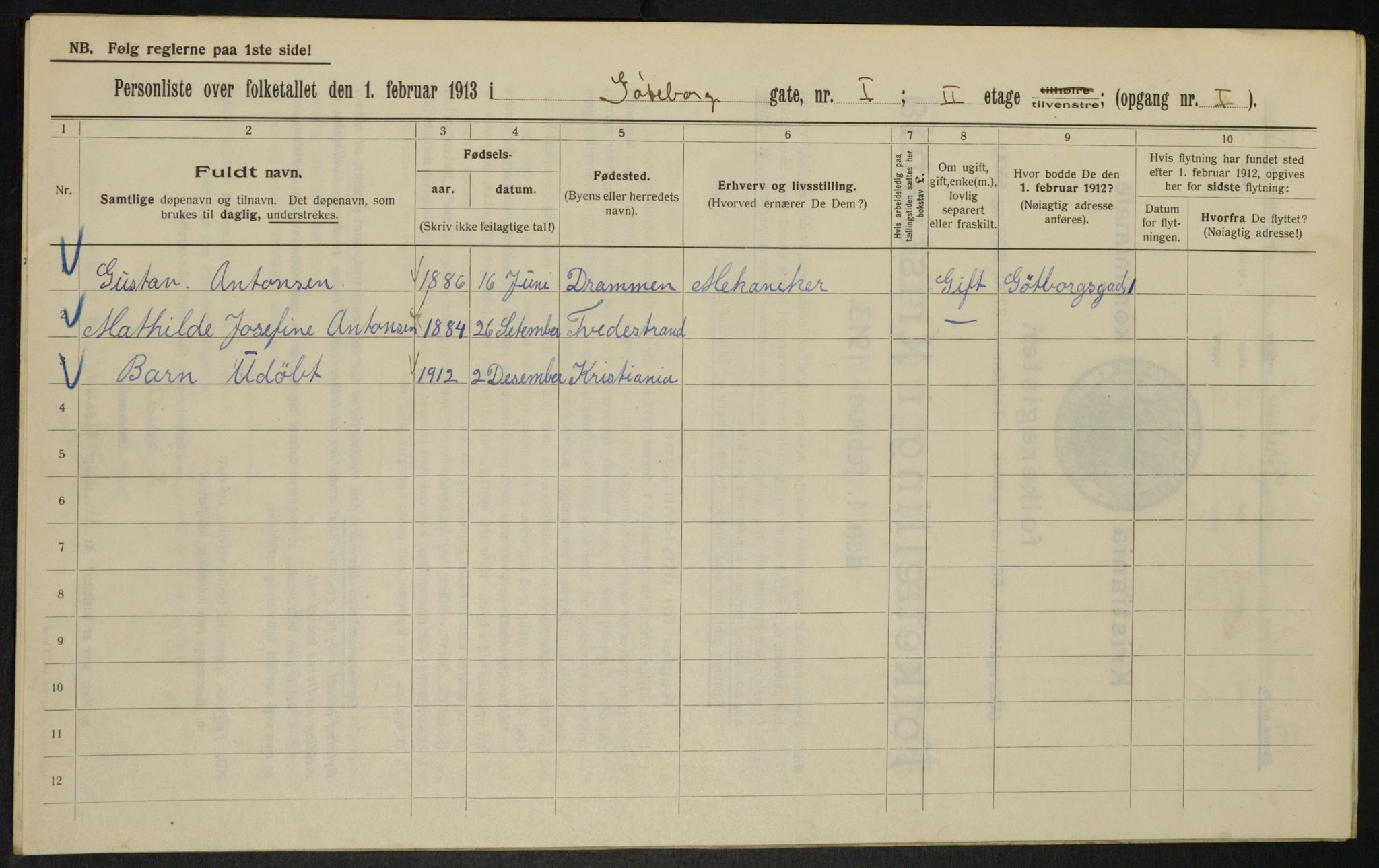 OBA, Kommunal folketelling 1.2.1913 for Kristiania, 1913, s. 32769