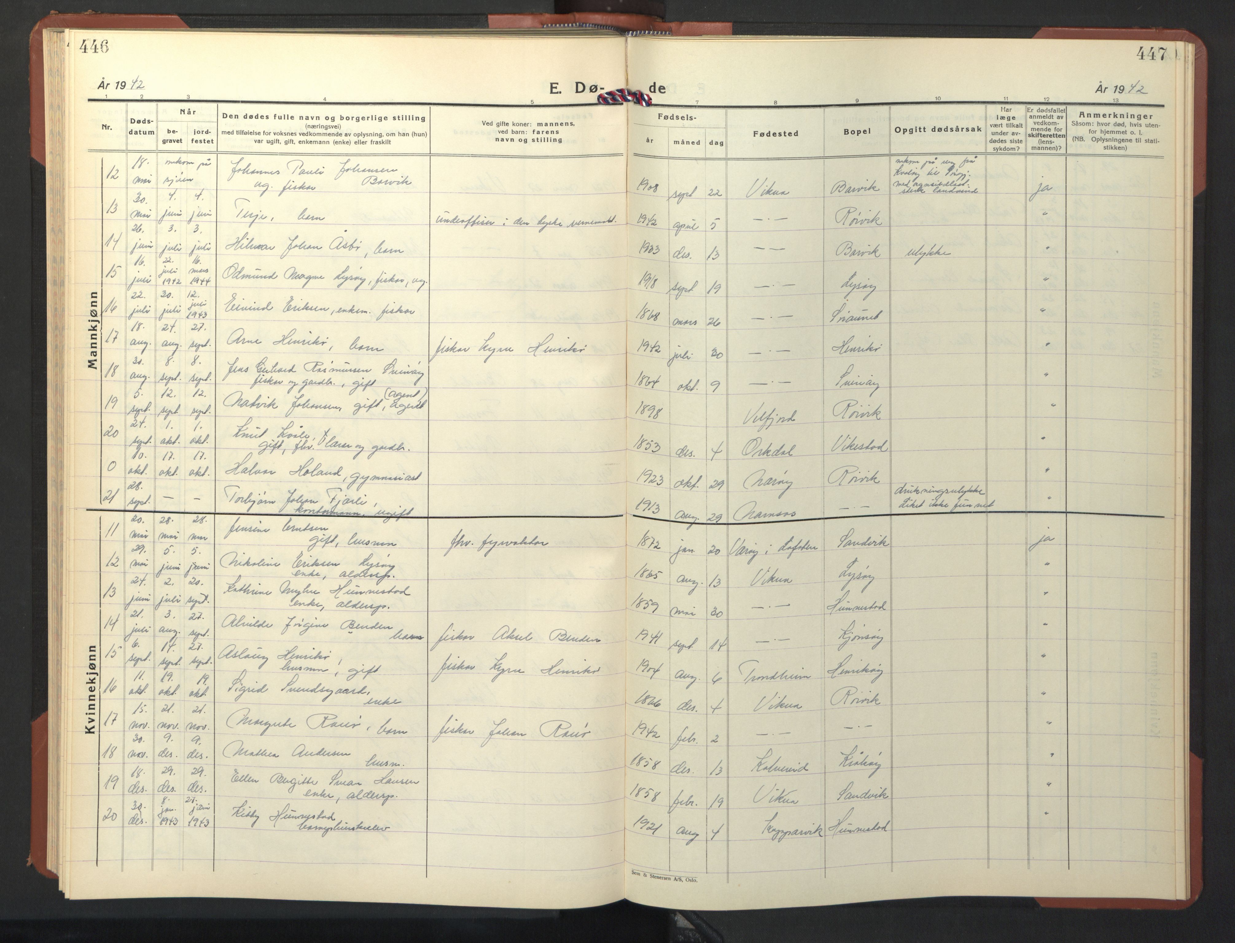 Ministerialprotokoller, klokkerbøker og fødselsregistre - Nord-Trøndelag, AV/SAT-A-1458/786/L0689: Klokkerbok nr. 786C01, 1940-1948, s. 446-447