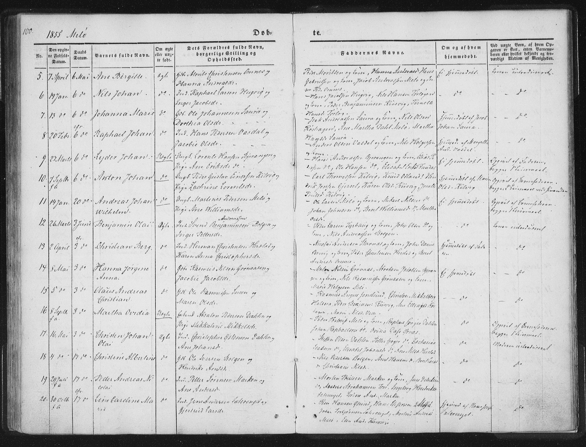 Ministerialprotokoller, klokkerbøker og fødselsregistre - Nordland, SAT/A-1459/841/L0602: Ministerialbok nr. 841A08 /2, 1845-1859, s. 100