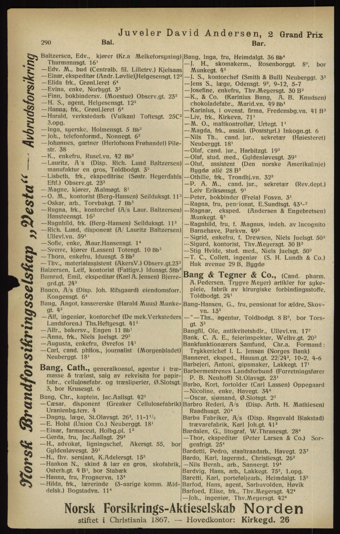 Kristiania/Oslo adressebok, PUBL/-, 1916, s. 290