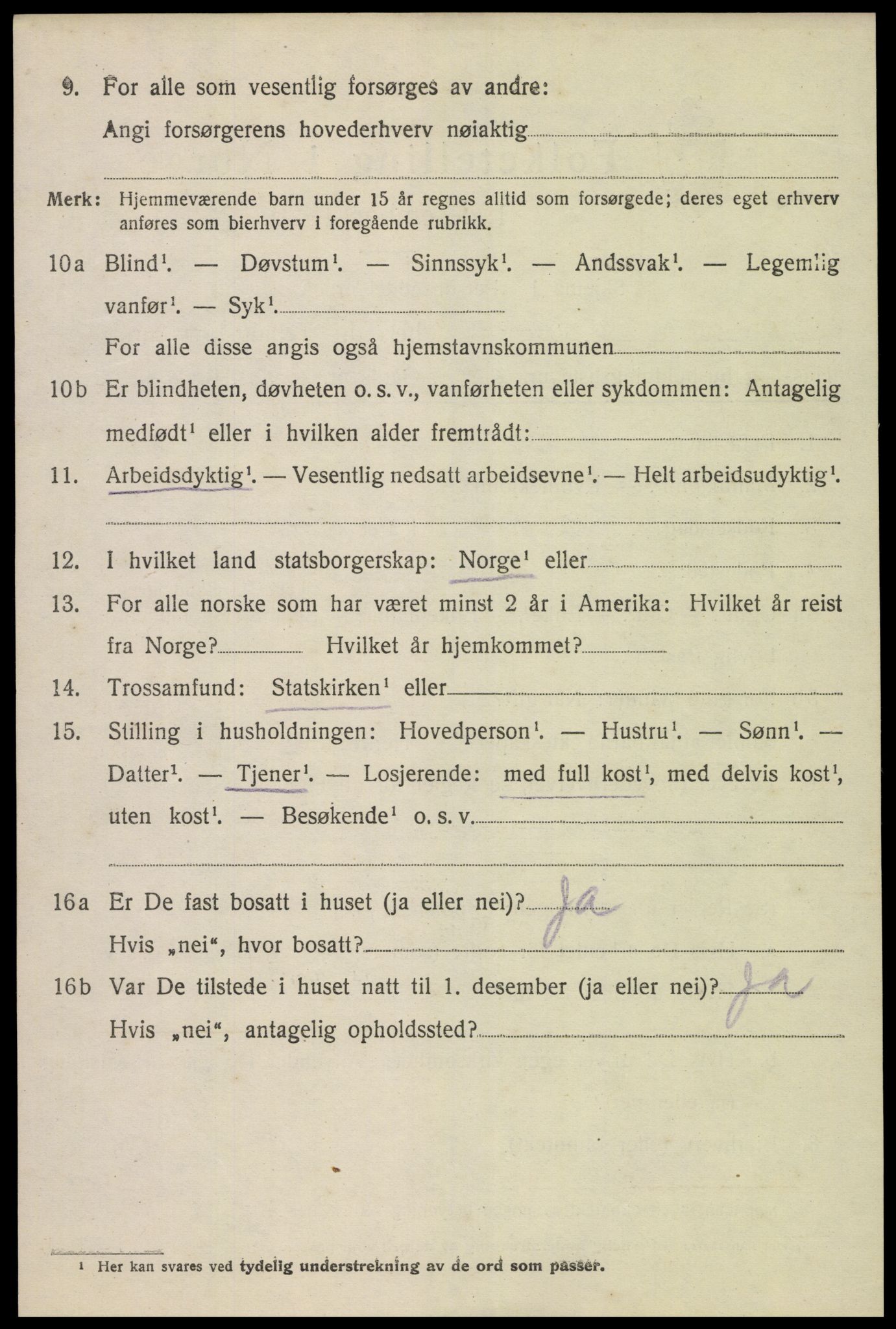 SAK, Folketelling 1920 for 0923 Fjære herred, 1920, s. 3352