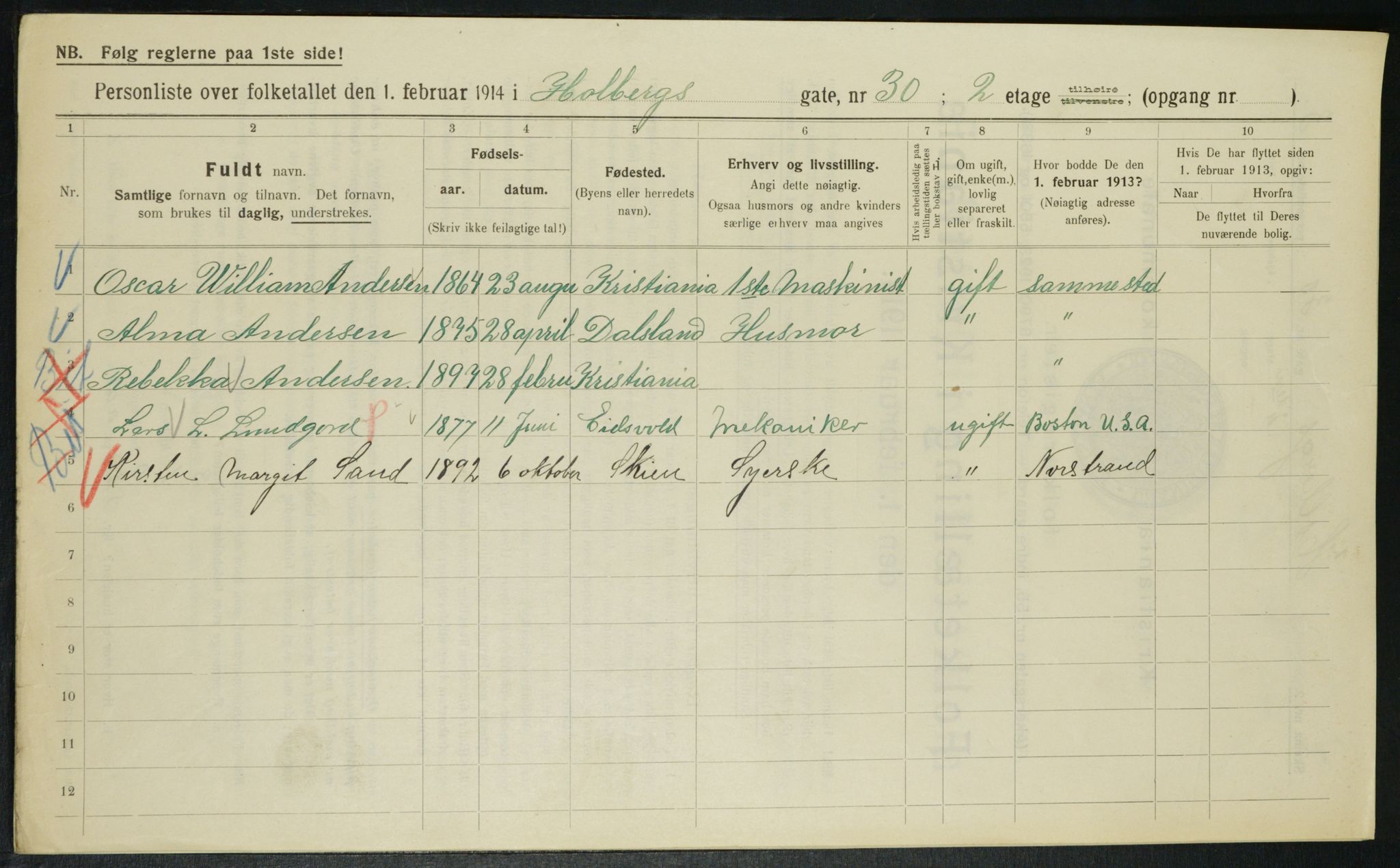 OBA, Kommunal folketelling 1.2.1914 for Kristiania, 1914, s. 40573