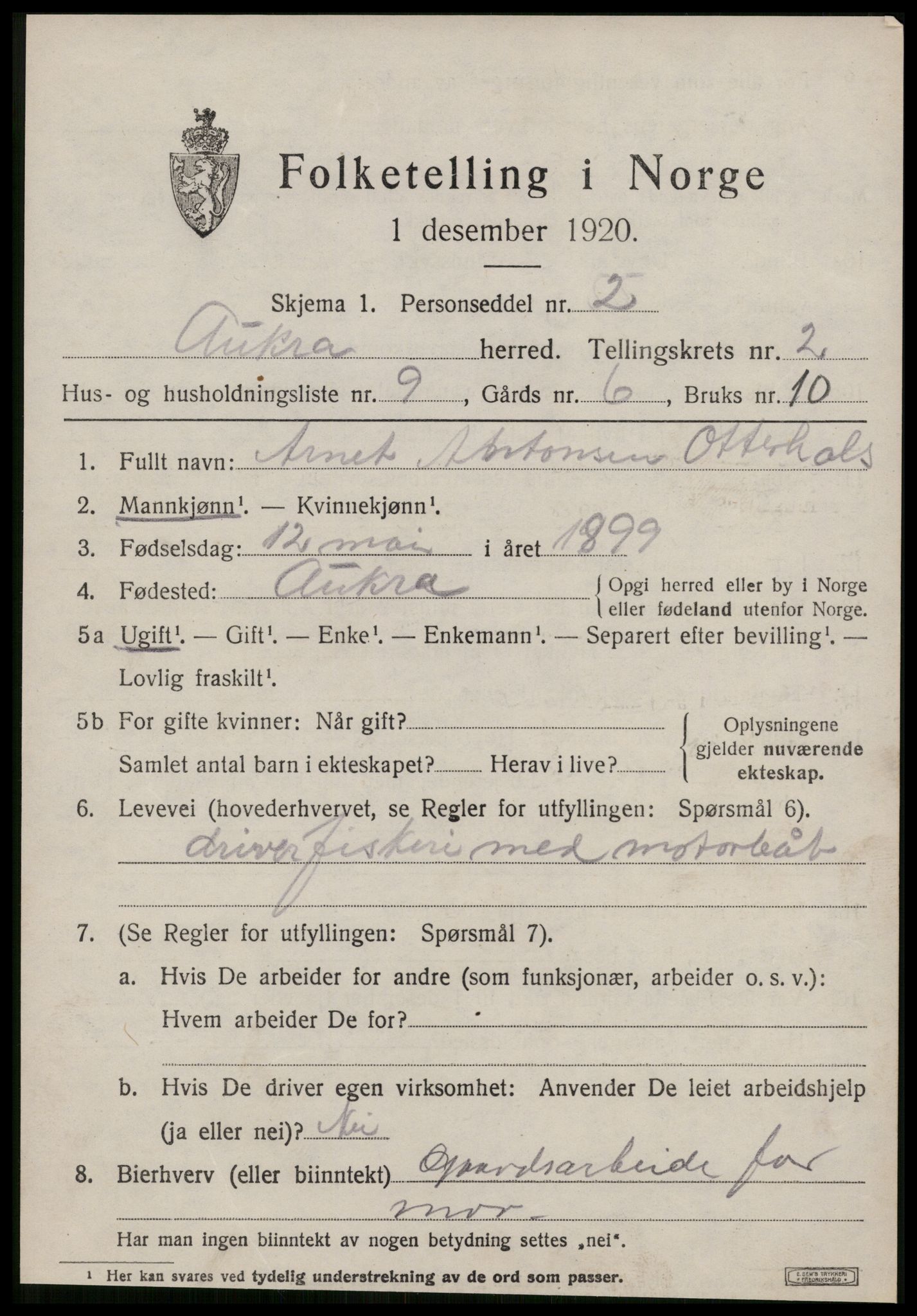 SAT, Folketelling 1920 for 1545 Aukra herred, 1920, s. 1723