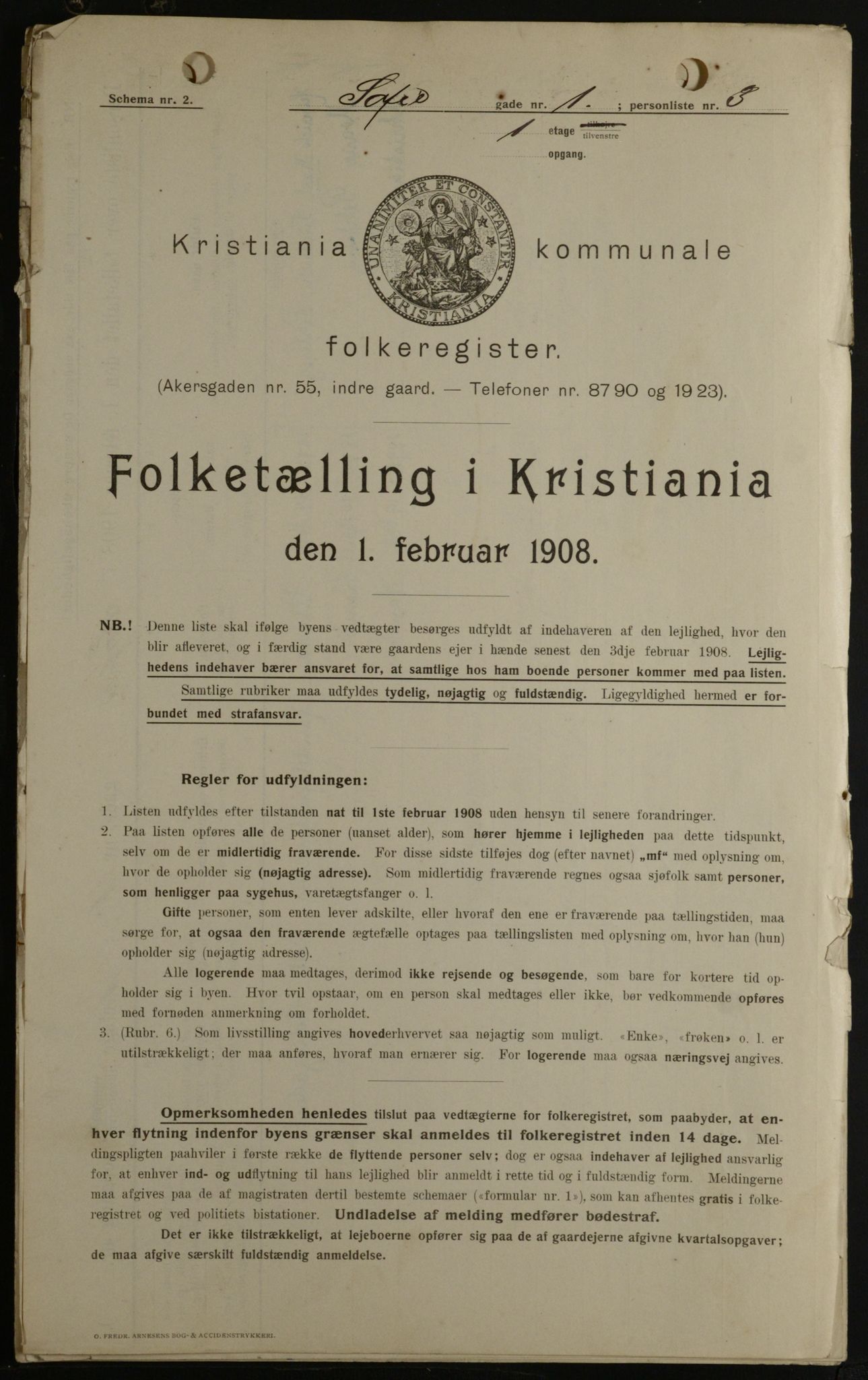 OBA, Kommunal folketelling 1.2.1908 for Kristiania kjøpstad, 1908, s. 88818