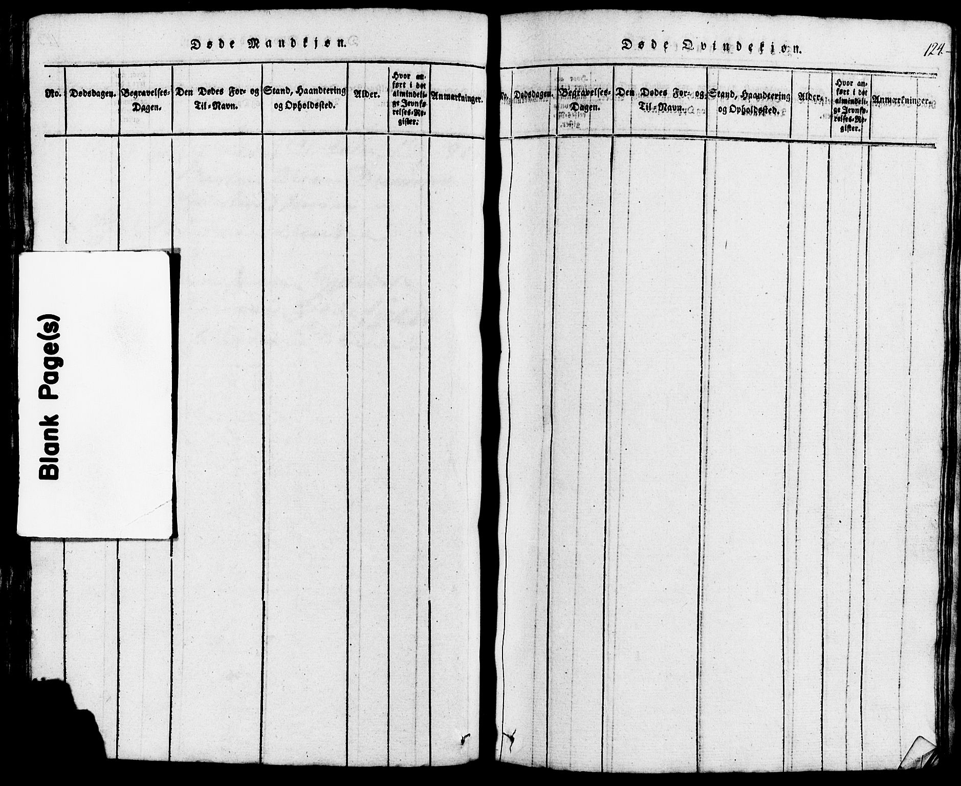 Lund sokneprestkontor, SAST/A-101809/S07/L0002: Klokkerbok nr. B 2, 1816-1832, s. 124