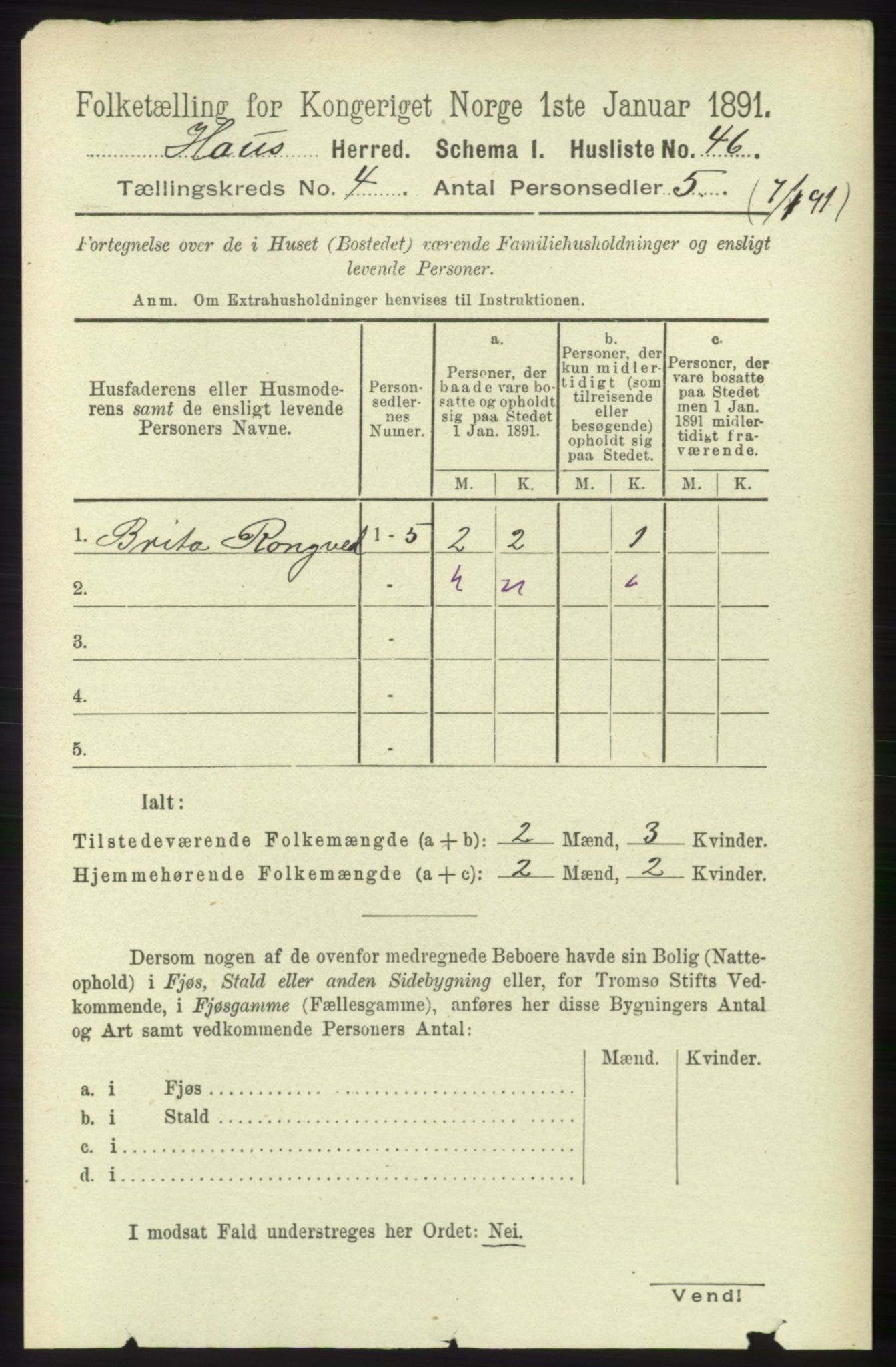 RA, Folketelling 1891 for 1250 Haus herred, 1891, s. 1387