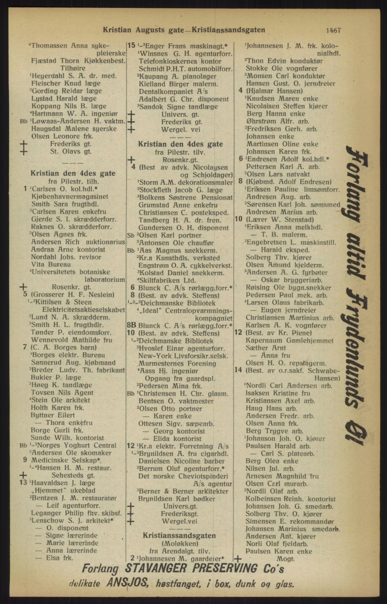Kristiania/Oslo adressebok, PUBL/-, 1915, s. 1467