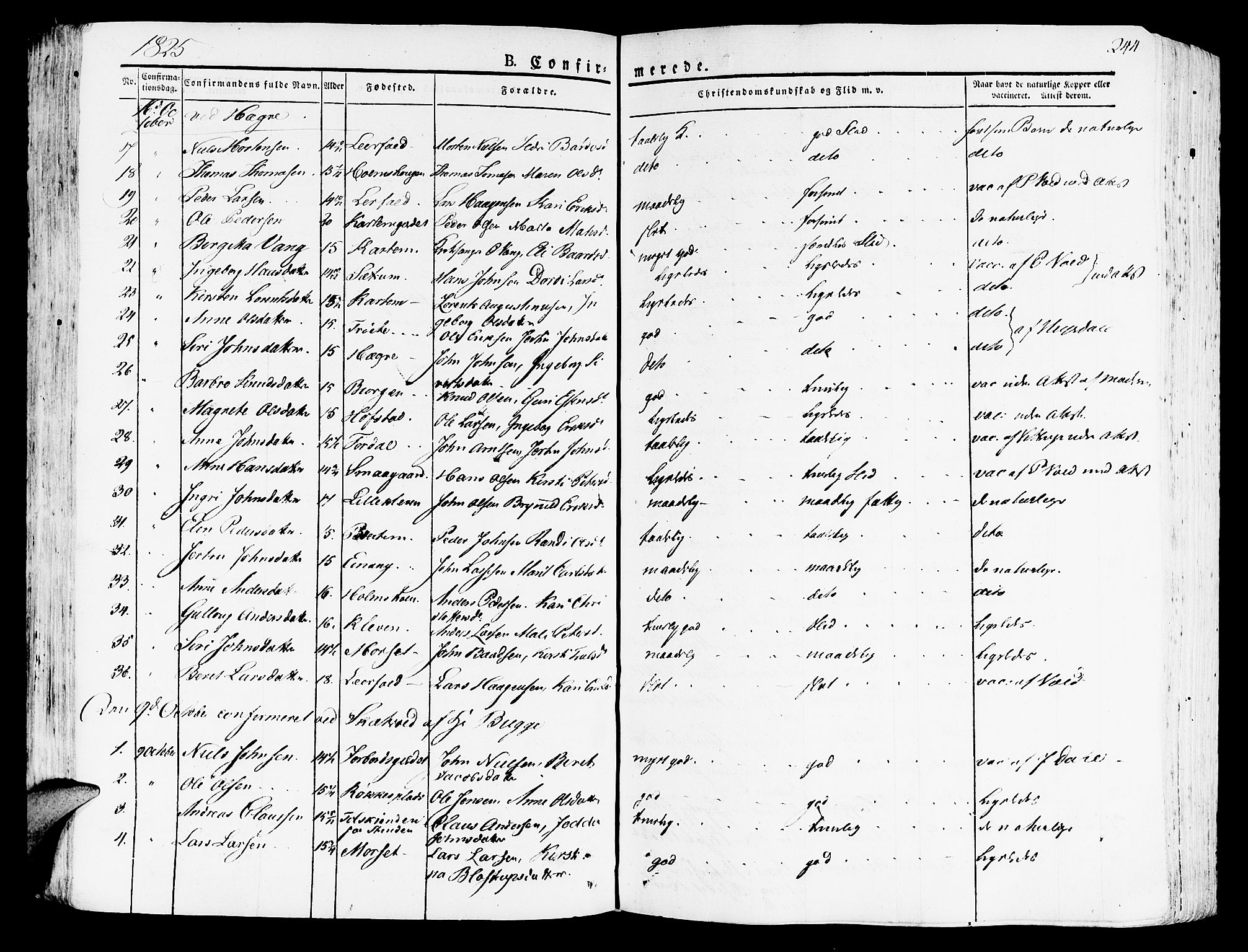 Ministerialprotokoller, klokkerbøker og fødselsregistre - Nord-Trøndelag, SAT/A-1458/709/L0070: Ministerialbok nr. 709A10, 1820-1832, s. 244