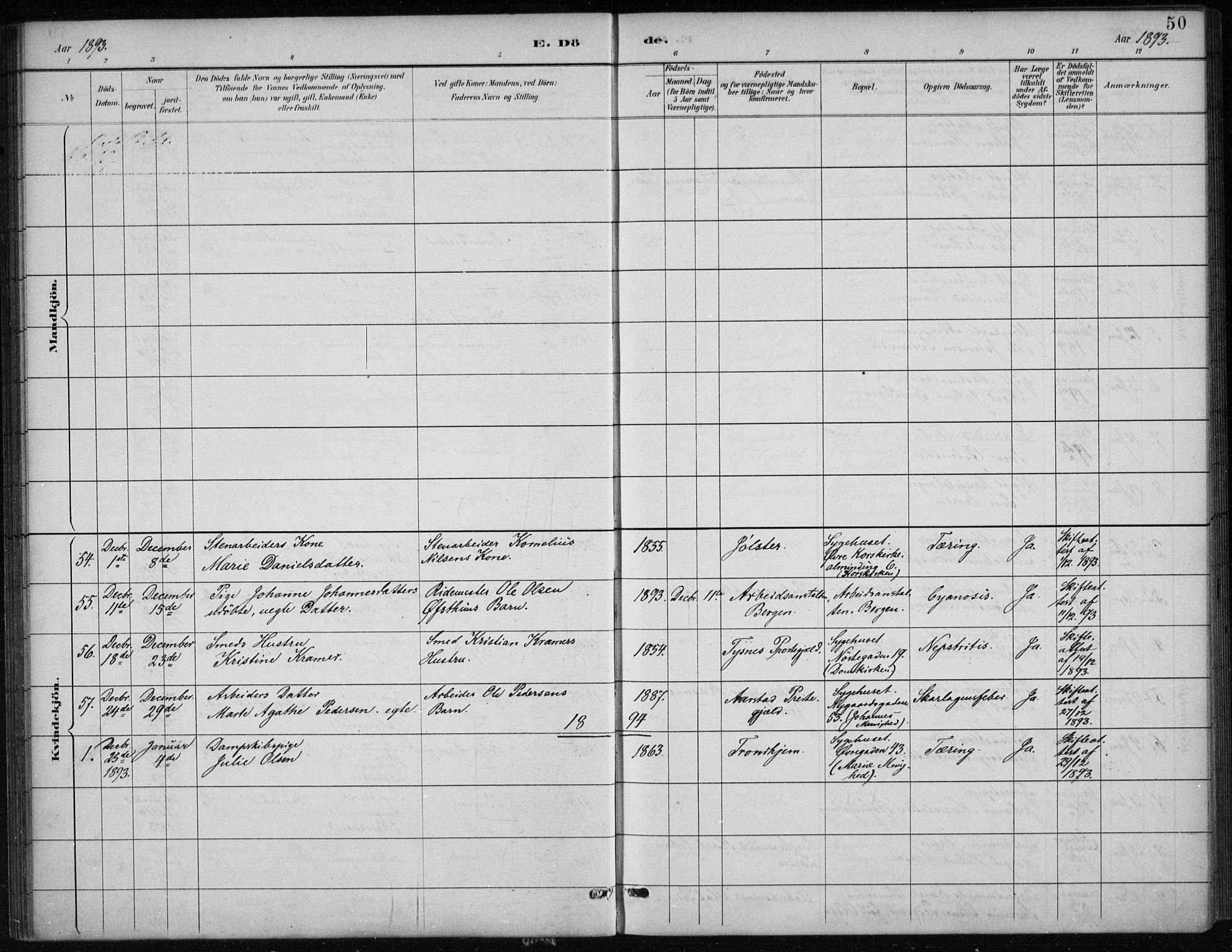 Bergen kommunale pleiehjem - stiftelsespresten, AV/SAB-A-100281: Ministerialbok nr. A 5, 1887-1908, s. 50