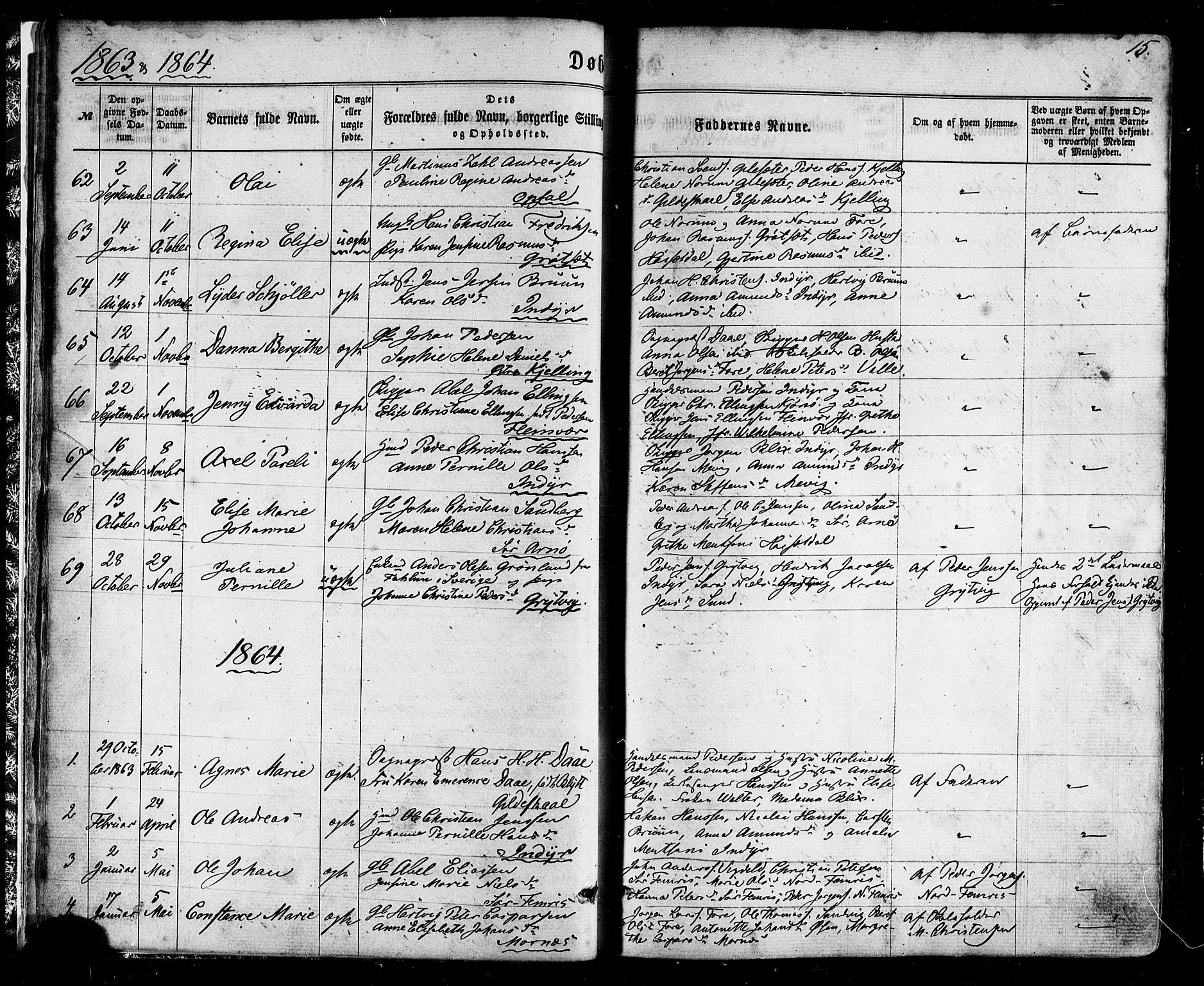 Ministerialprotokoller, klokkerbøker og fødselsregistre - Nordland, AV/SAT-A-1459/805/L0098: Ministerialbok nr. 805A05, 1862-1879, s. 15