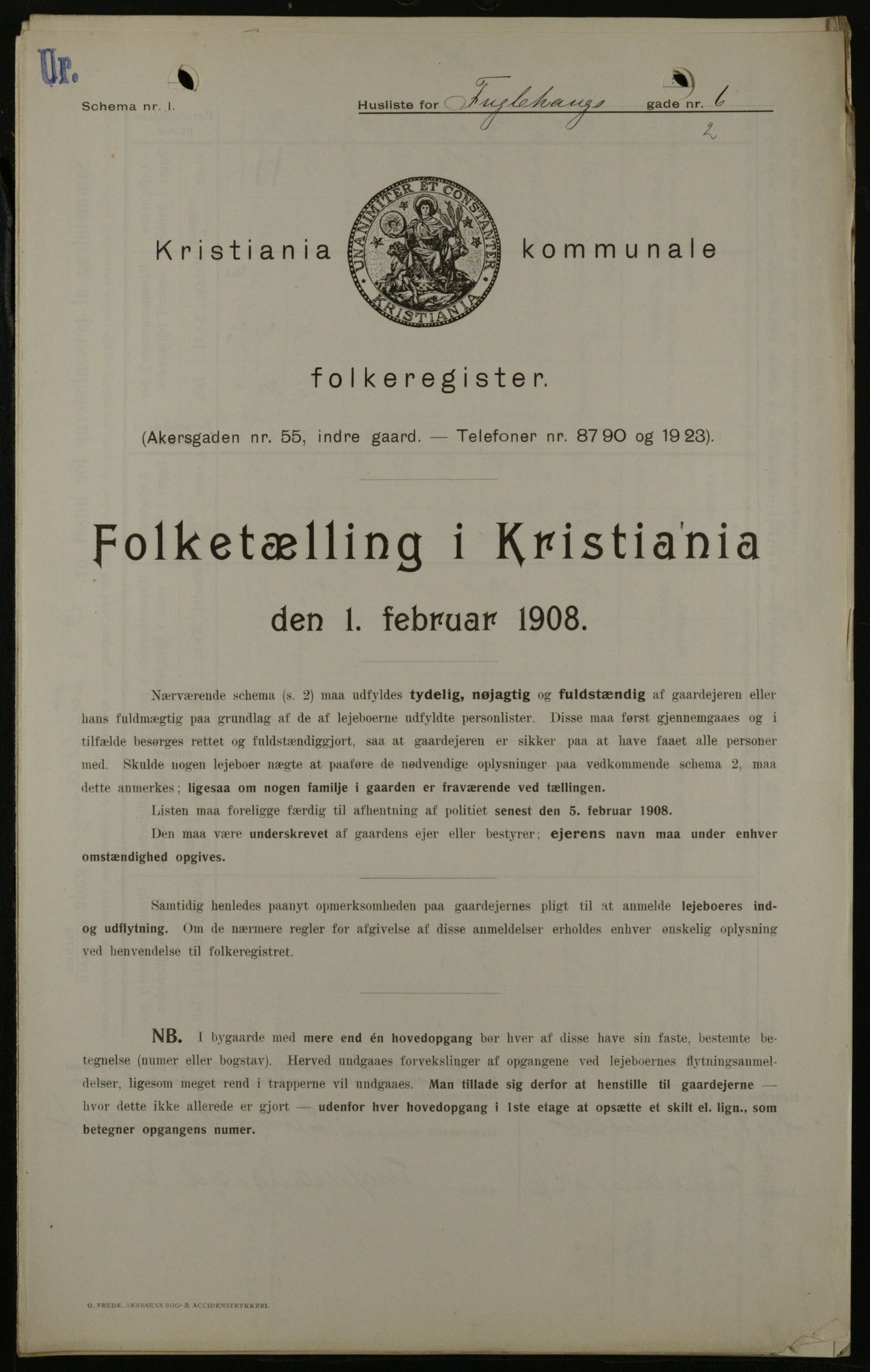 OBA, Kommunal folketelling 1.2.1908 for Kristiania kjøpstad, 1908, s. 25596