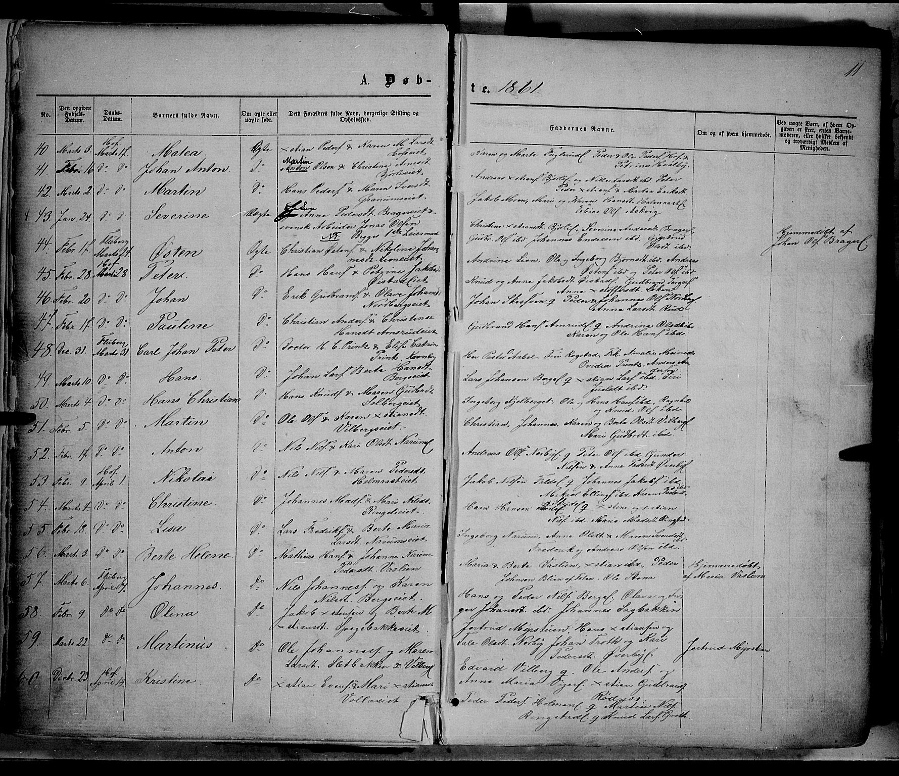 Søndre Land prestekontor, AV/SAH-PREST-122/K/L0001: Ministerialbok nr. 1, 1860-1877, s. 11