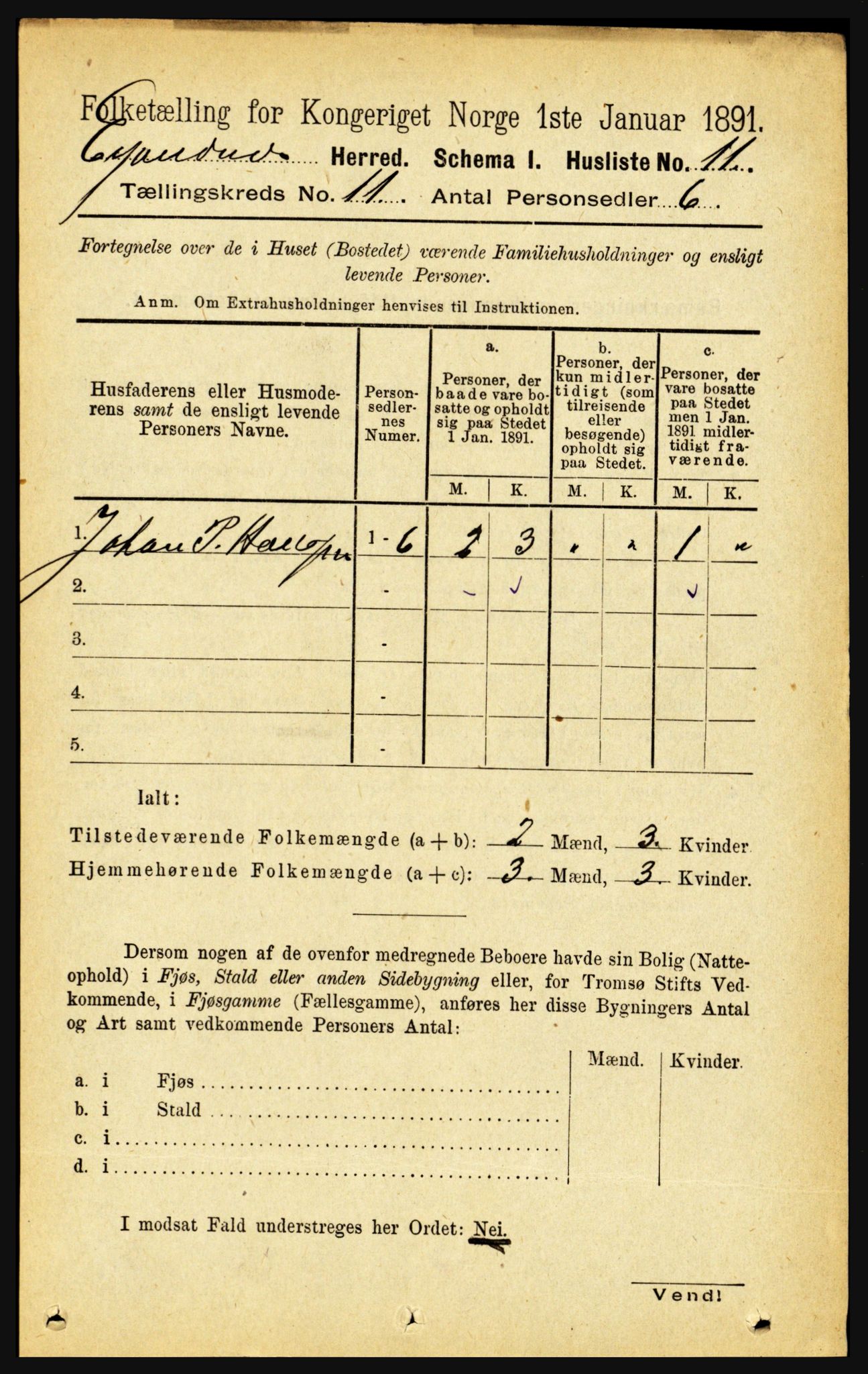 RA, Folketelling 1891 for 1853 Evenes herred, 1891, s. 3433