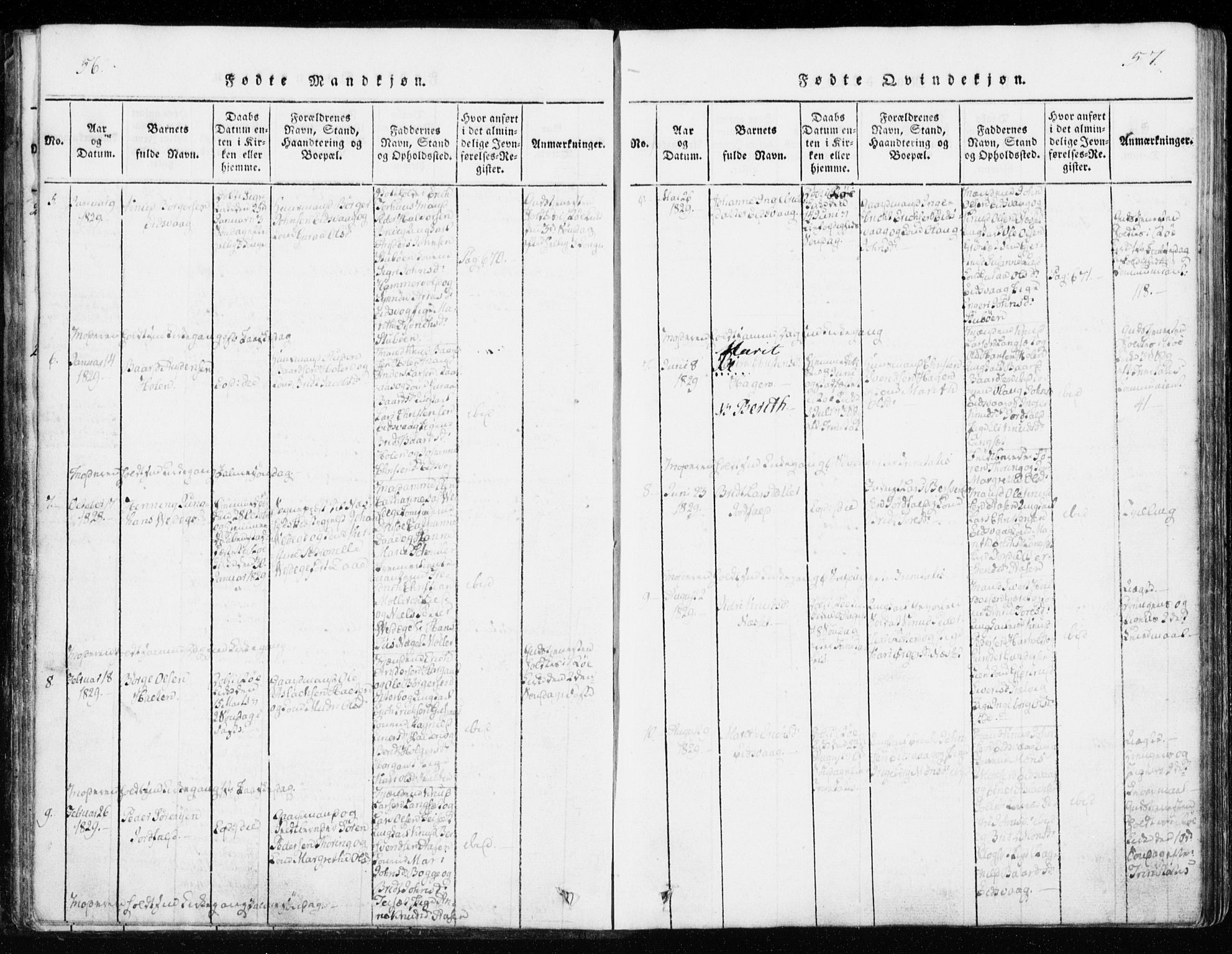 Ministerialprotokoller, klokkerbøker og fødselsregistre - Møre og Romsdal, AV/SAT-A-1454/551/L0623: Ministerialbok nr. 551A03, 1818-1831, s. 56-57