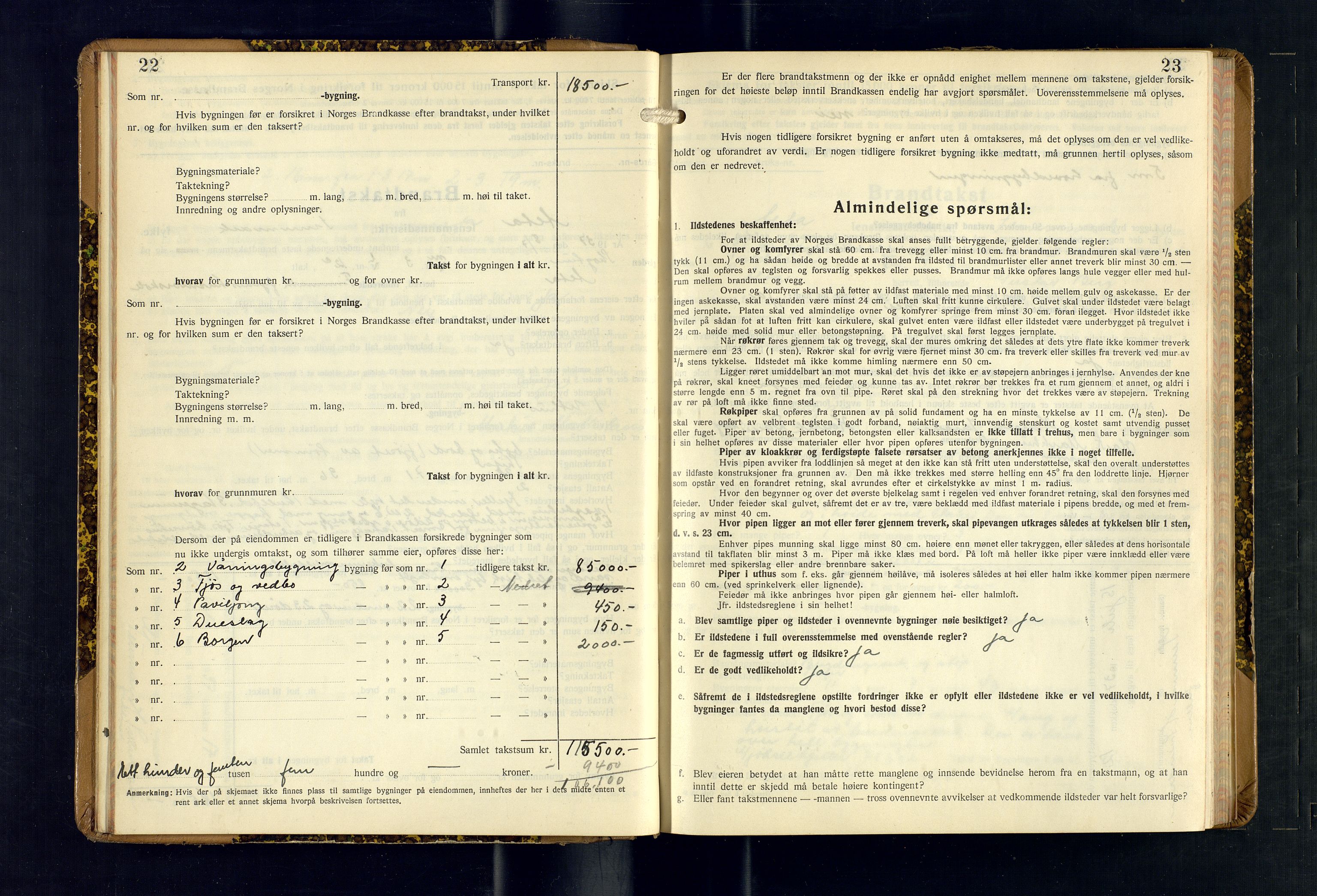 Alta lensmannskontor, AV/SATØ-S-1165/O/Ob/L0178: Branntakstprotokoll, 1937-1940, s. 22-23