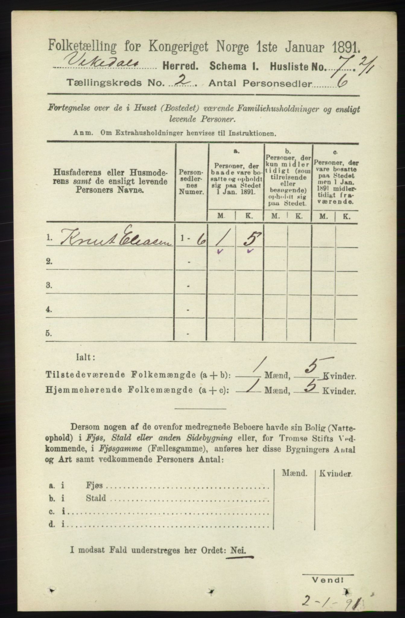 RA, Folketelling 1891 for 1157 Vikedal herred, 1891, s. 201