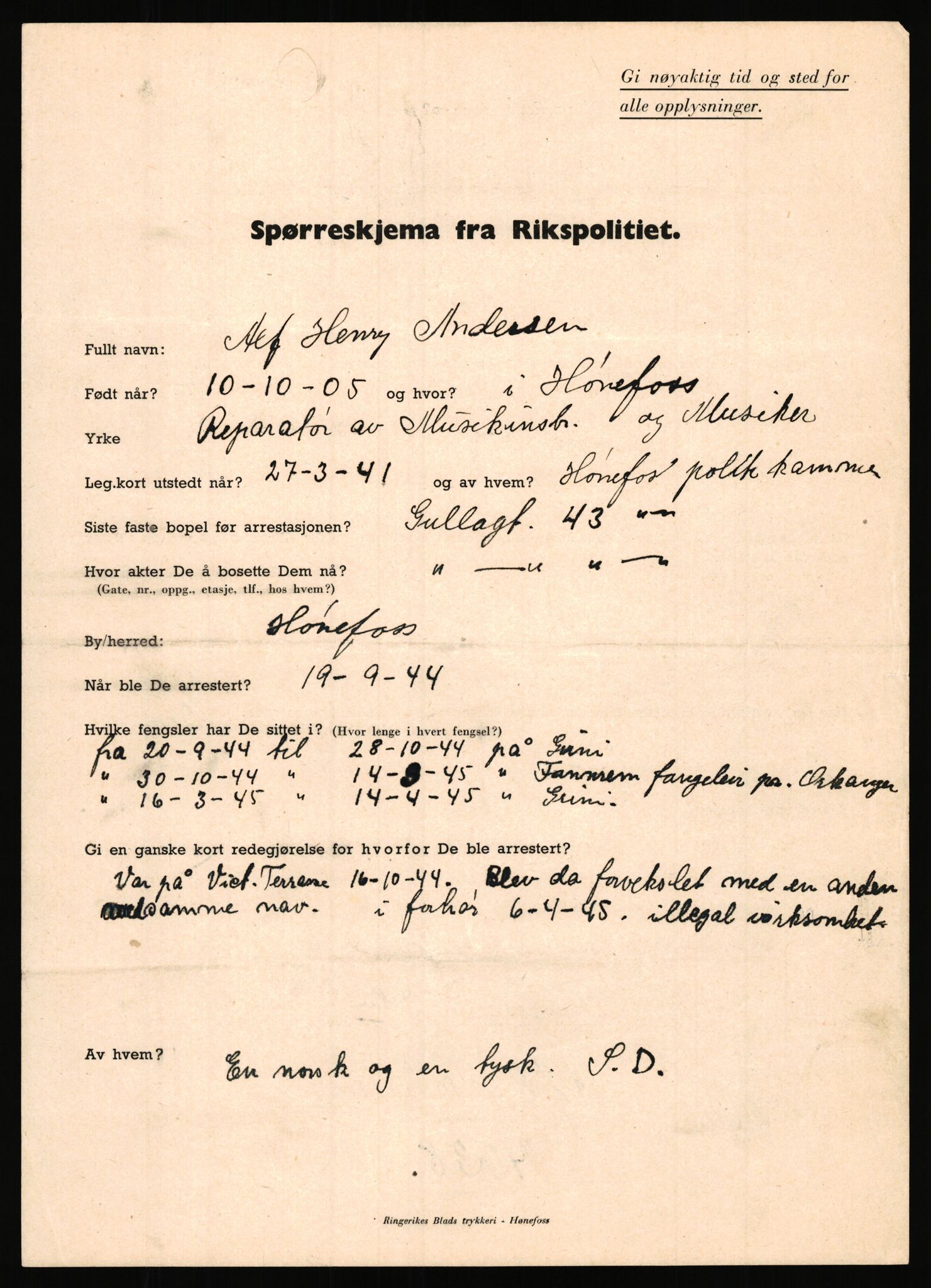 Rikspolitisjefen, AV/RA-S-1560/L/L0001: Abelseth, Rudolf - Berentsen, Odd, 1940-1945, s. 244