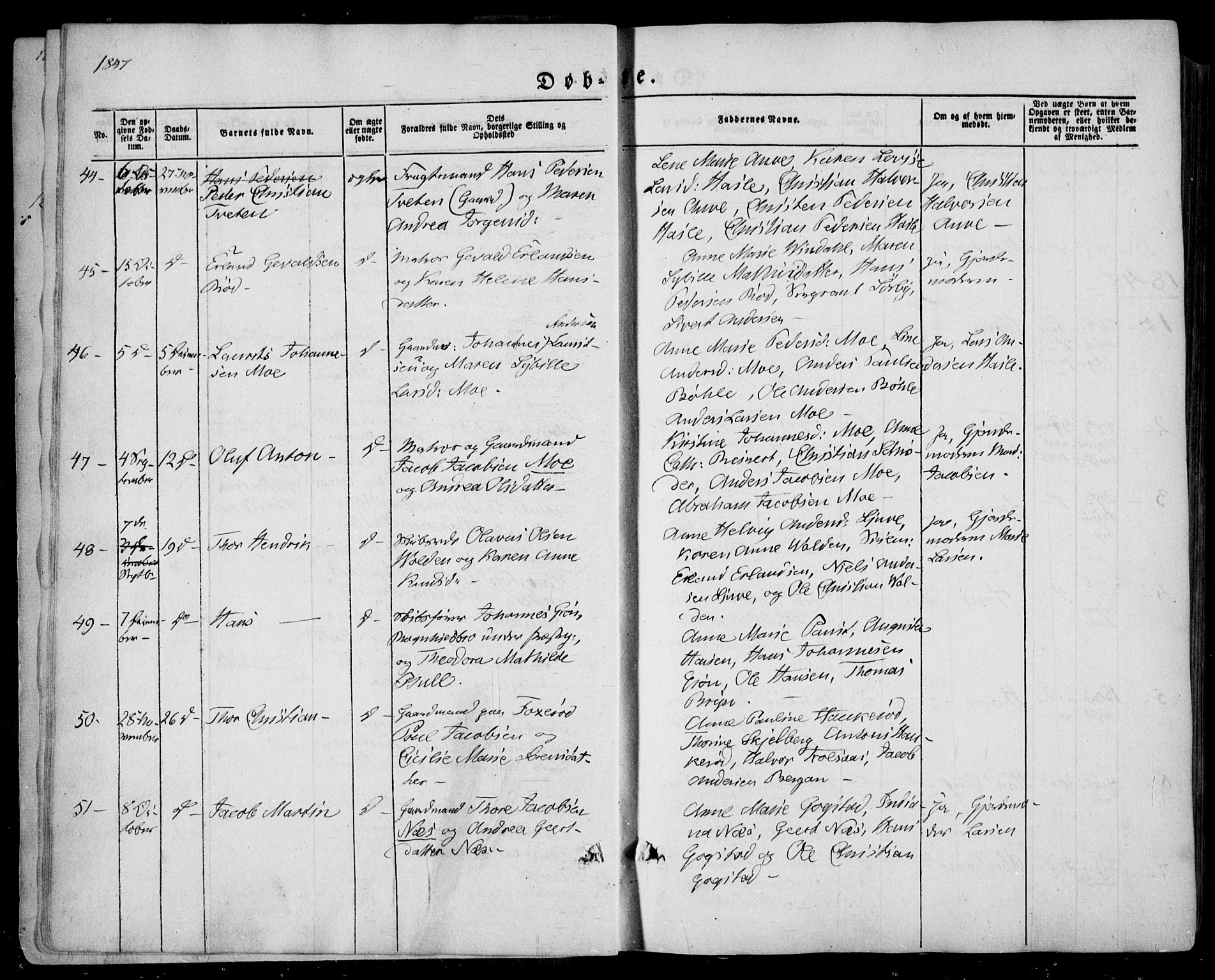 Sandar kirkebøker, AV/SAKO-A-243/F/Fa/L0006: Ministerialbok nr. 6, 1847-1860, s. 5b