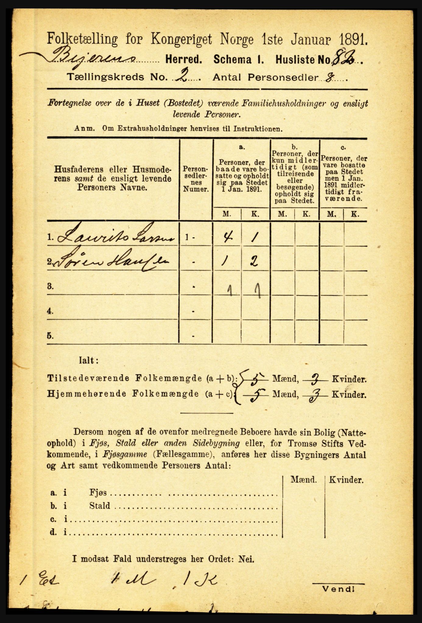 RA, Folketelling 1891 for 1839 Beiarn herred, 1891, s. 379