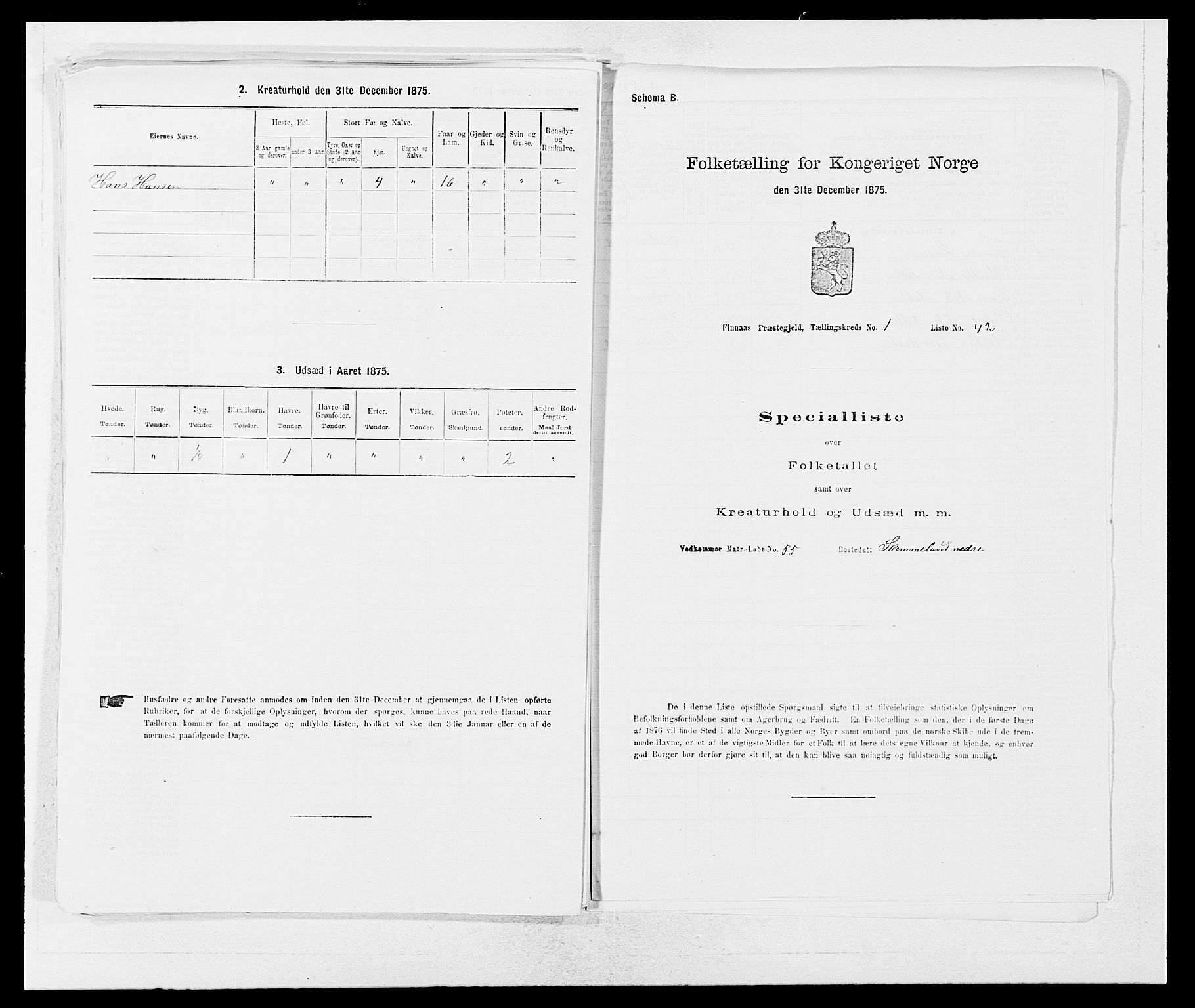 SAB, Folketelling 1875 for 1218P Finnås prestegjeld, 1875, s. 226